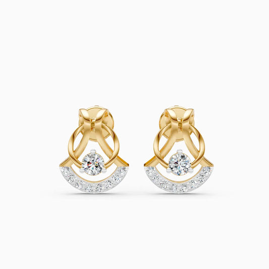 Twisted Halo Diamond Stud Earrings