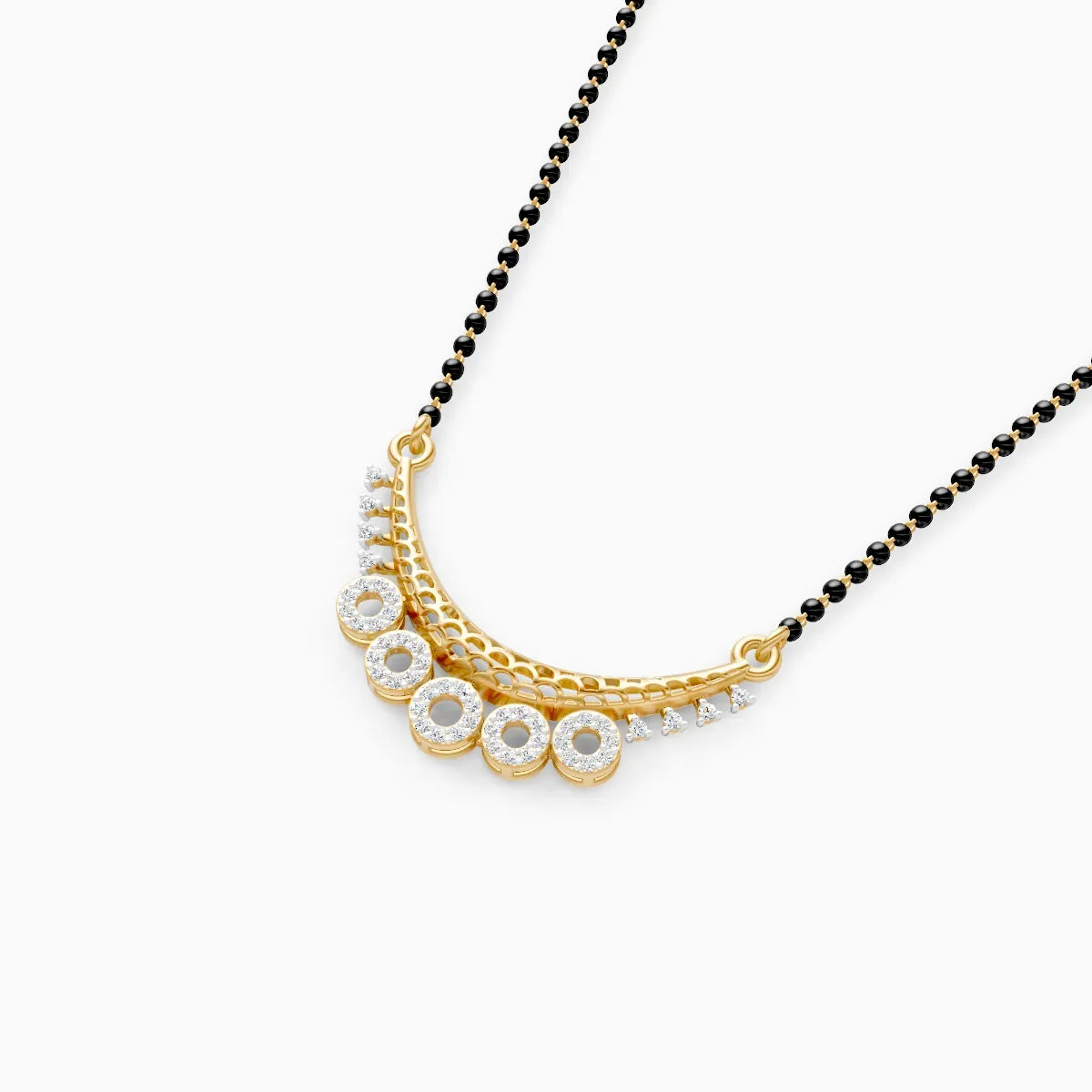 Gold Mangalsutra with Five Dazzling Circular Charms