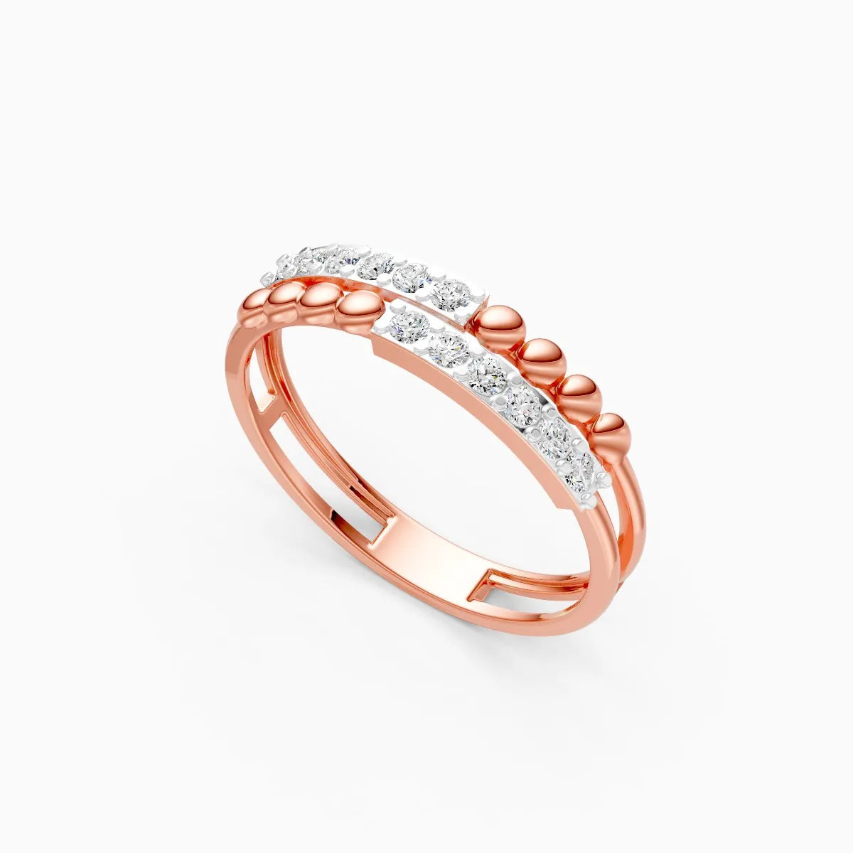 Beaded Curve Diamond Ring