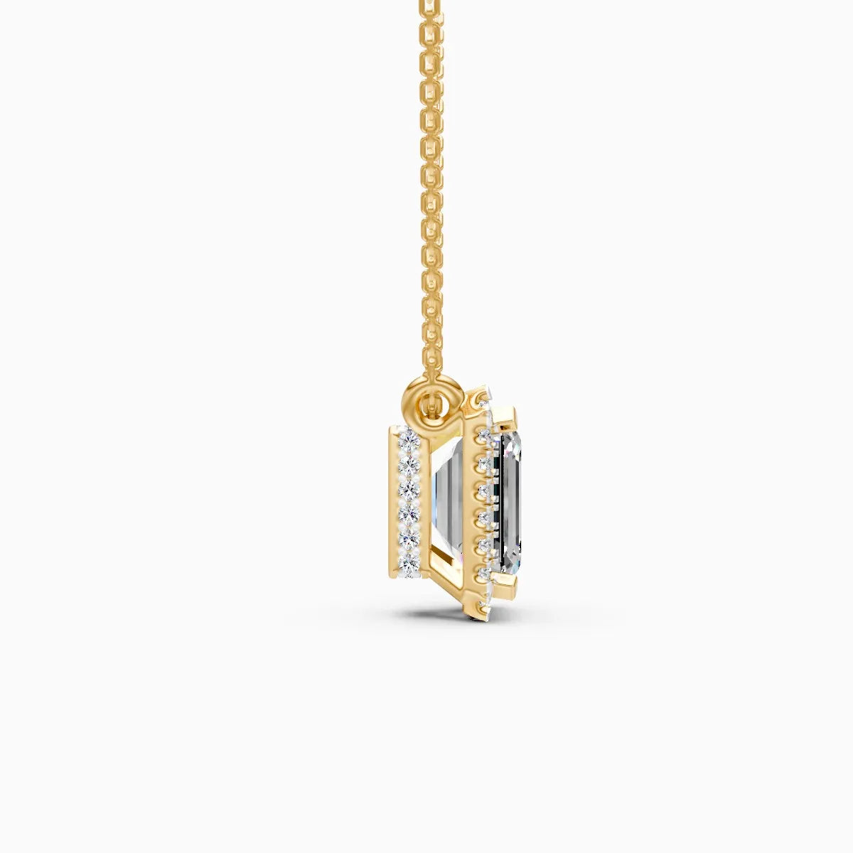 Emerald Halo Solitaire Lab Diamond Pendant