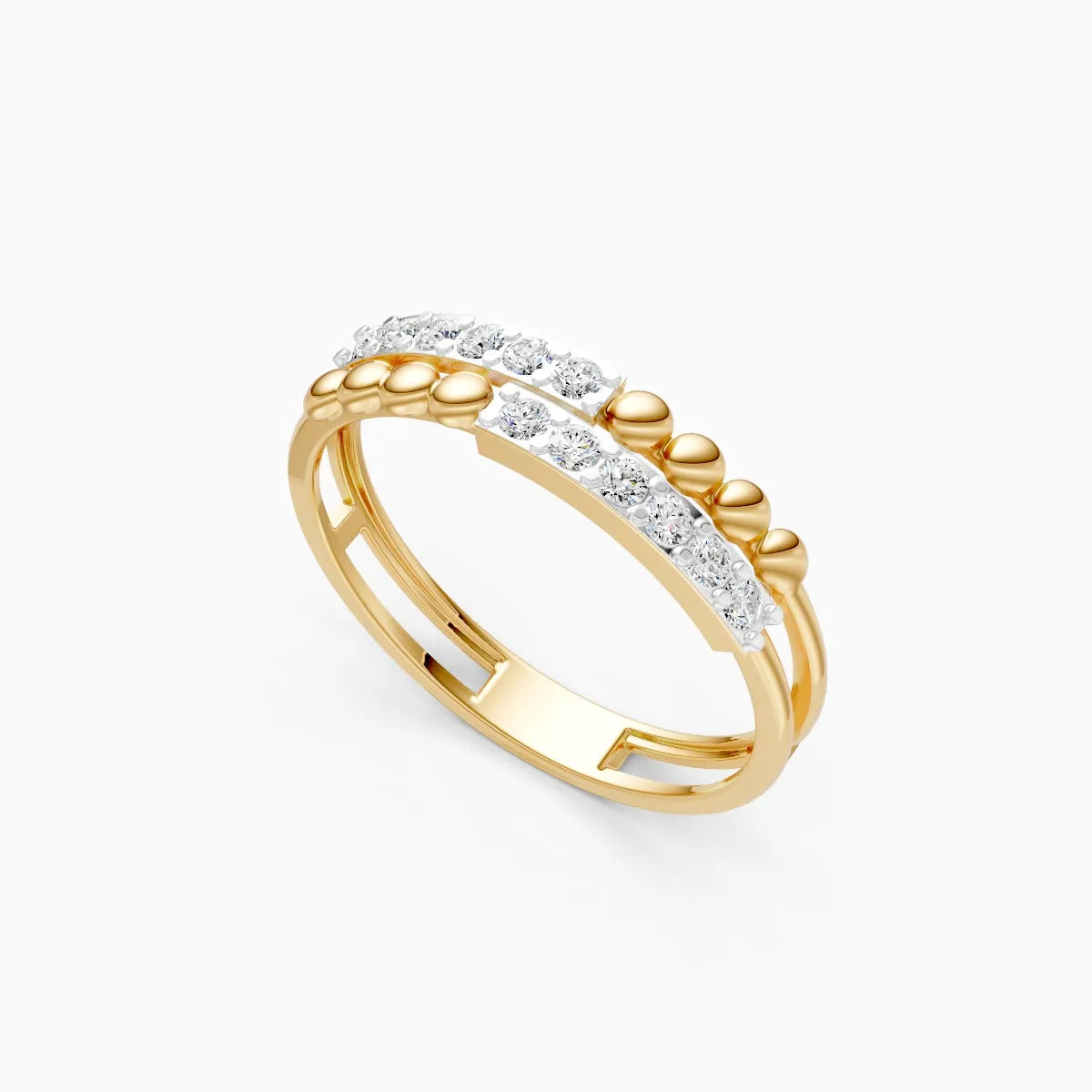 Beaded Curve Diamond Ring