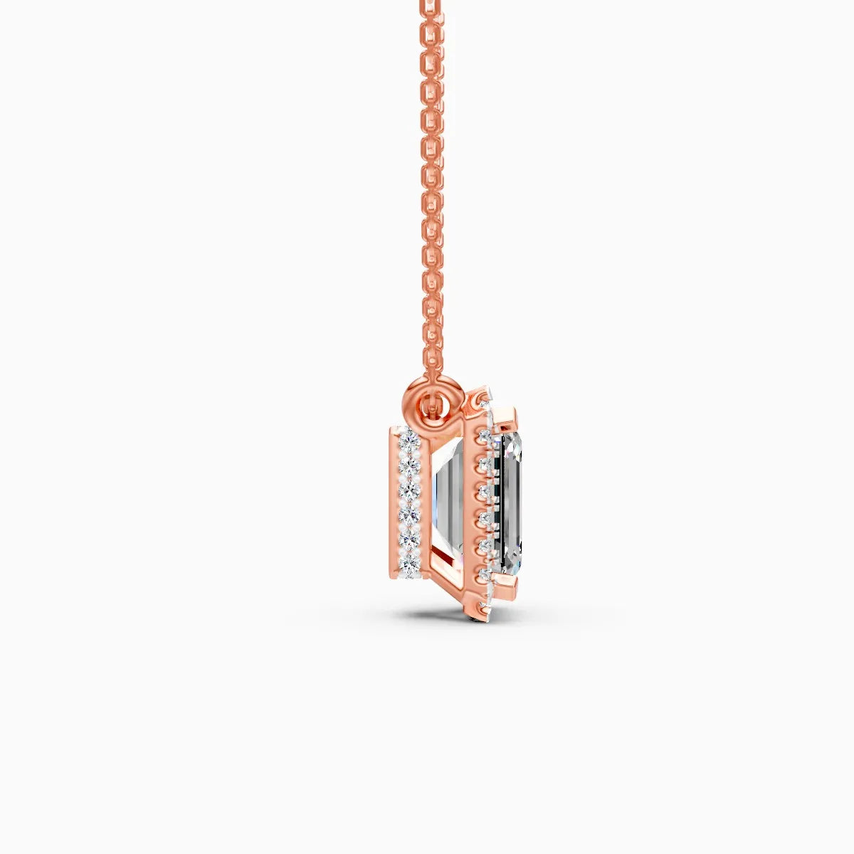 Emerald Halo Solitaire Lab Diamond Pendant