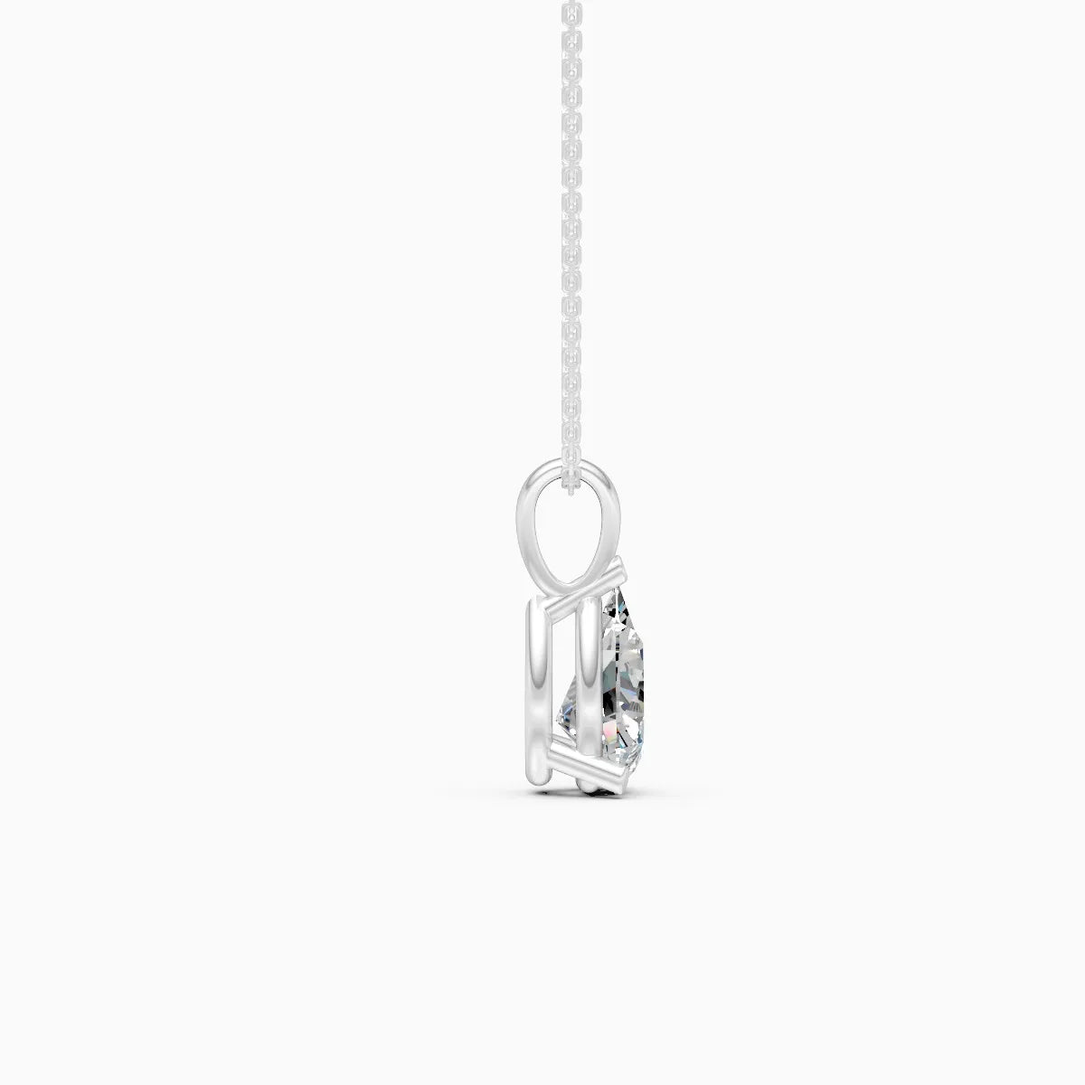 Pear solitaire Lab Grown Diamond Pendant With Chain