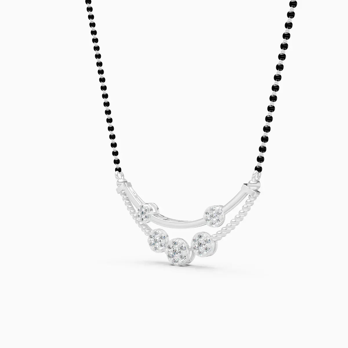 Elegant Lab Grown Diamond Mangalsutra with Black Beads