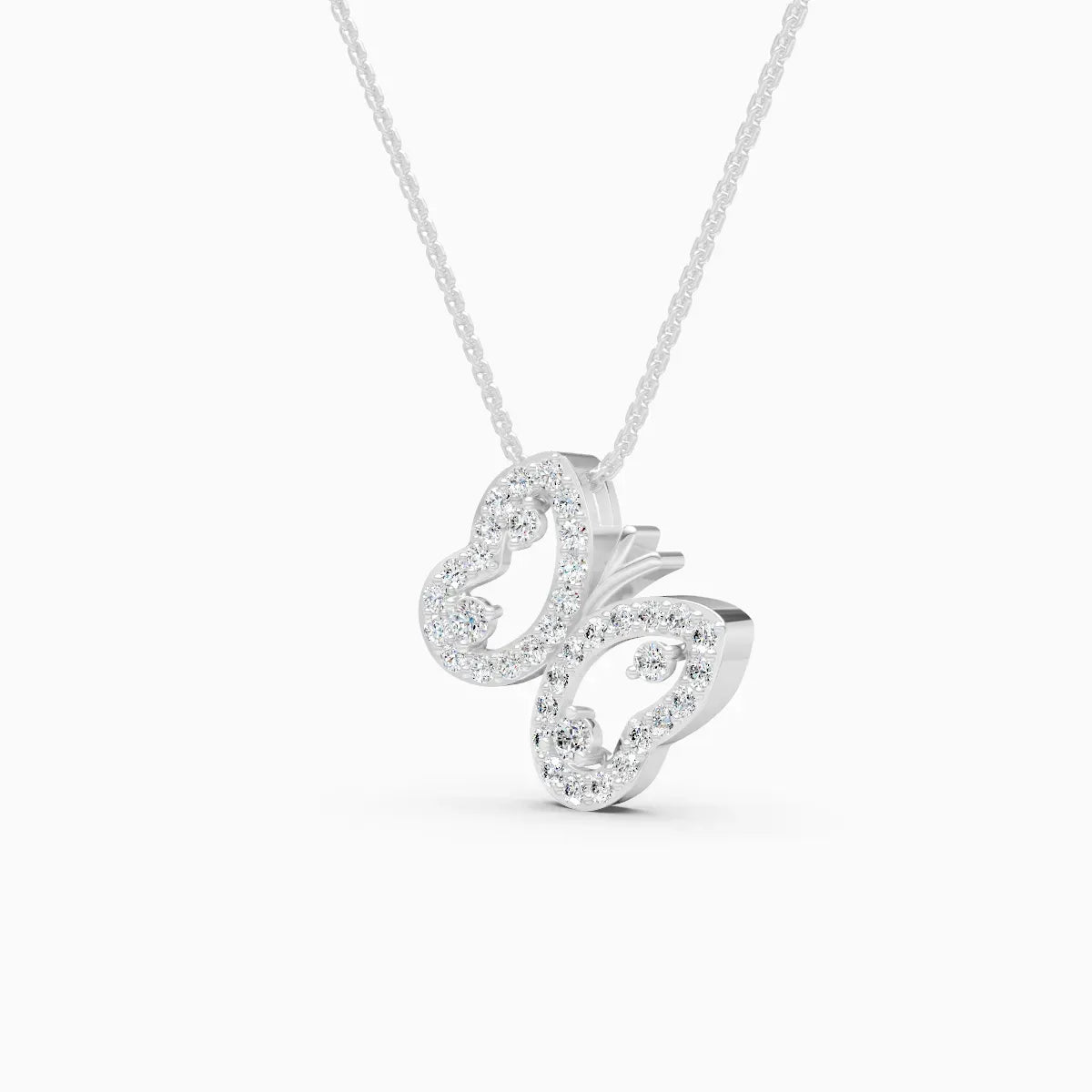 Butterfly Shaped Round Cut  Lab Grown Diamond Necklace