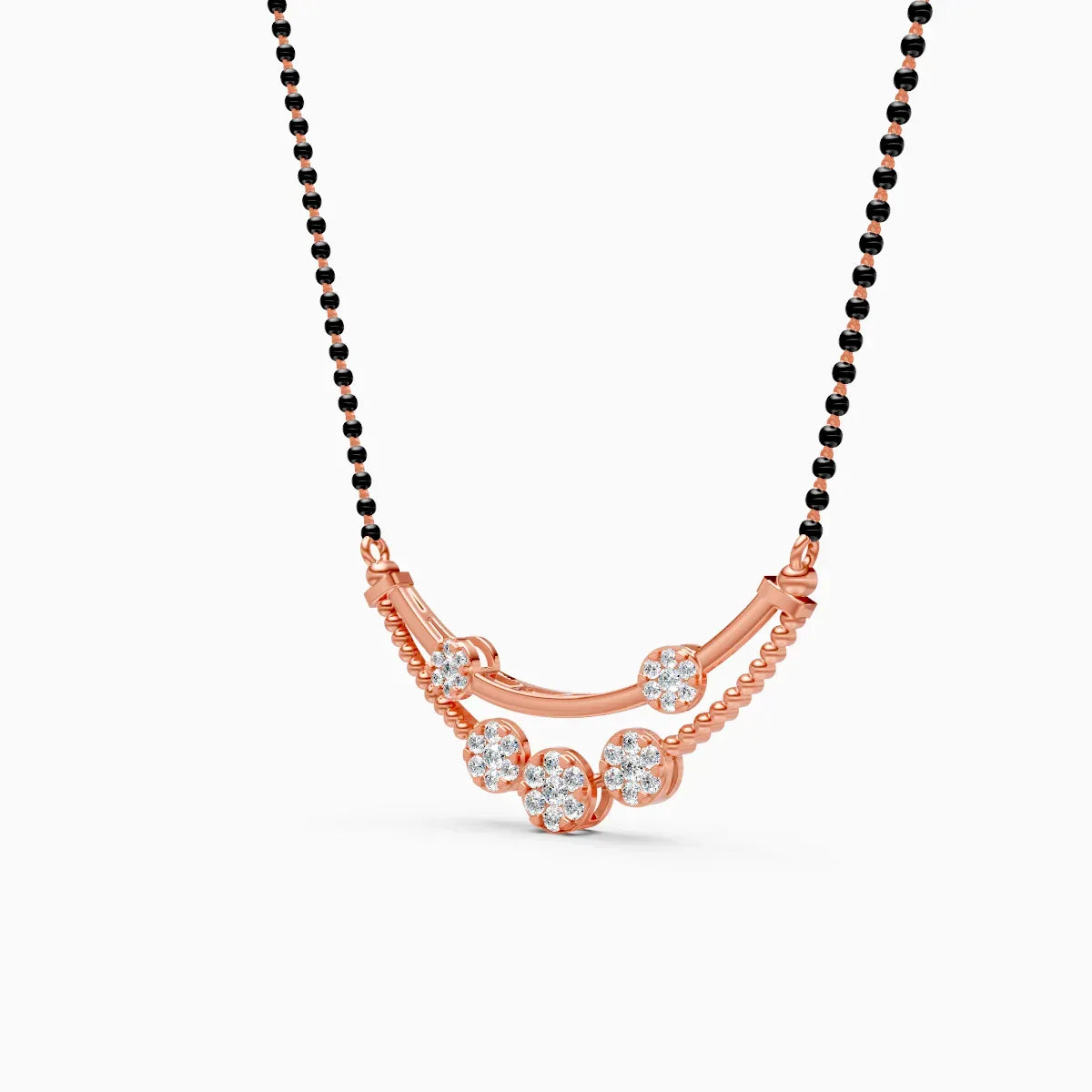 Elegant Lab Grown Diamond Mangalsutra with Black Beads