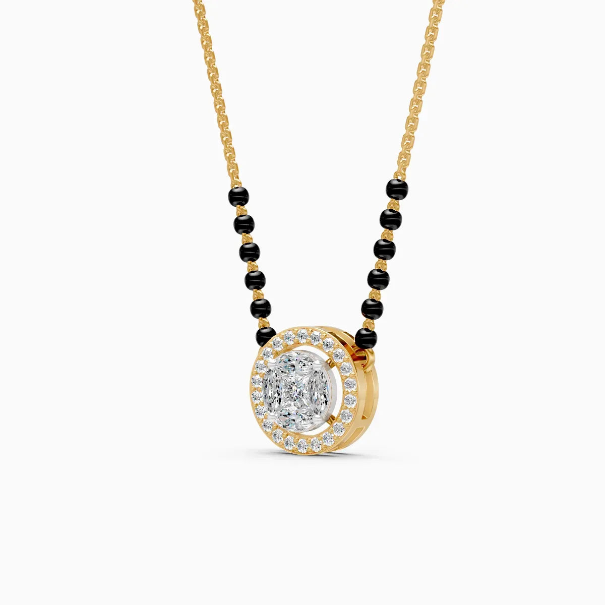 Round Halo Lab Diamond Mangalsutra