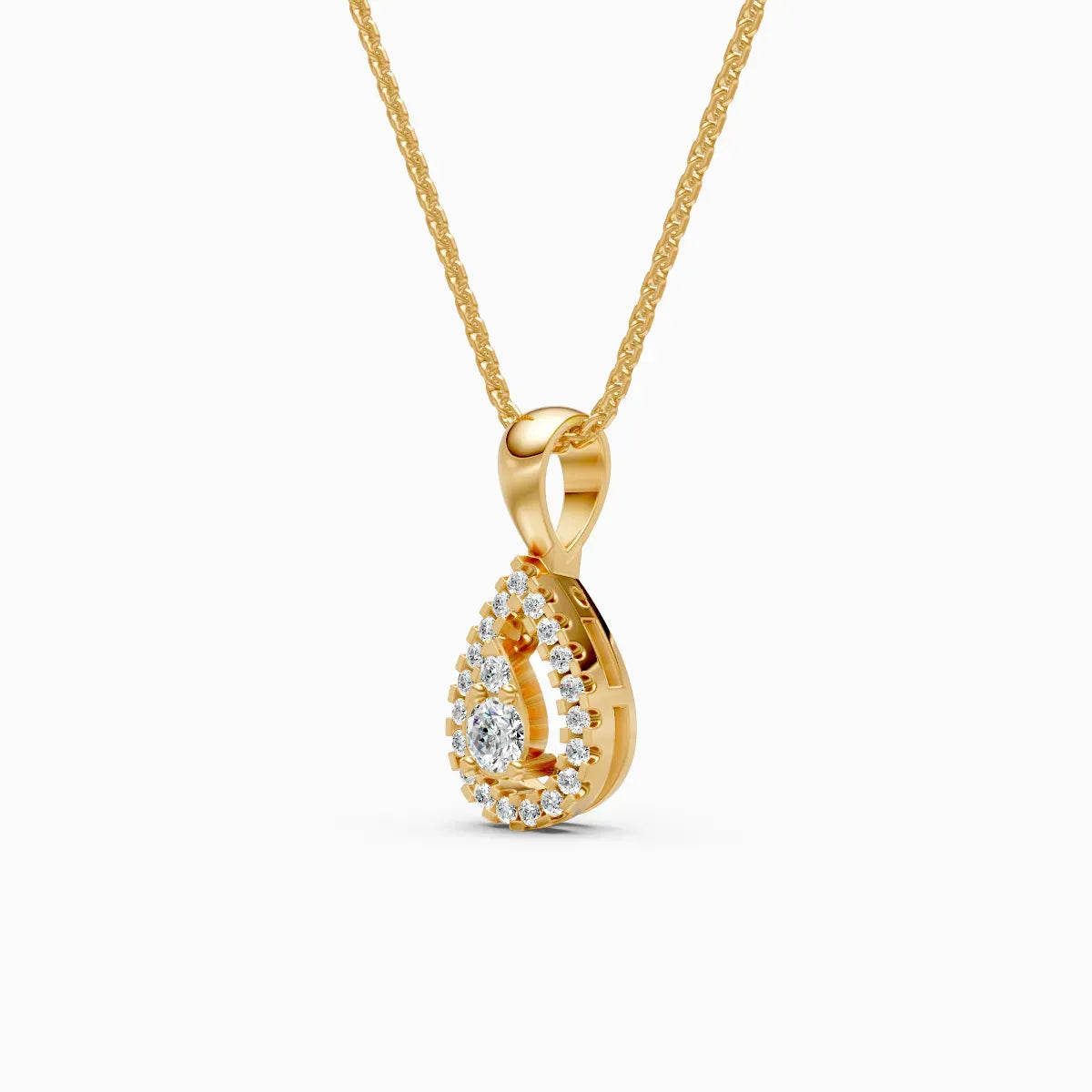 Pear Shape Halo Lab Grown Diamond Pendant