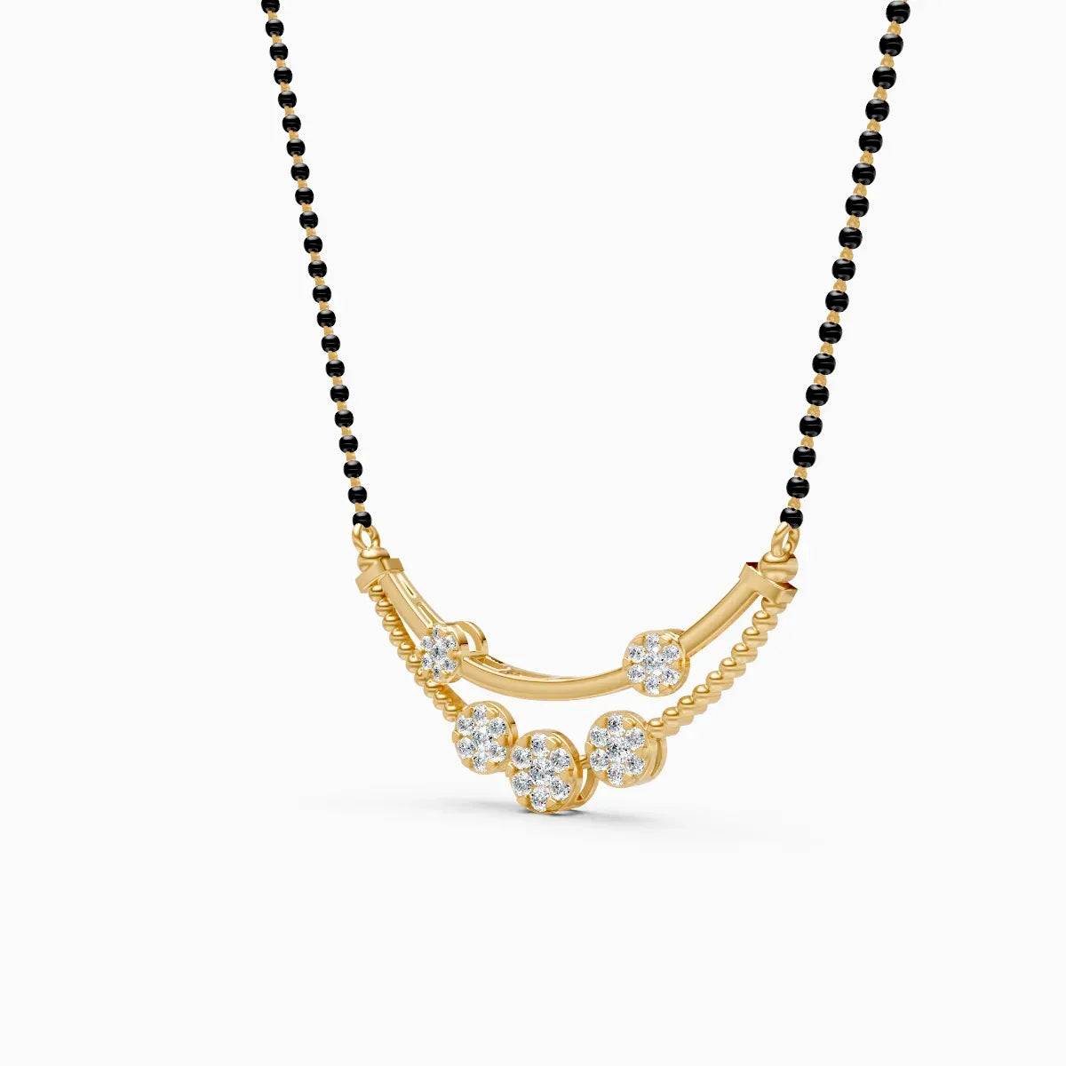 Elegant Lab Grown Diamond Mangalsutra with Black Beads