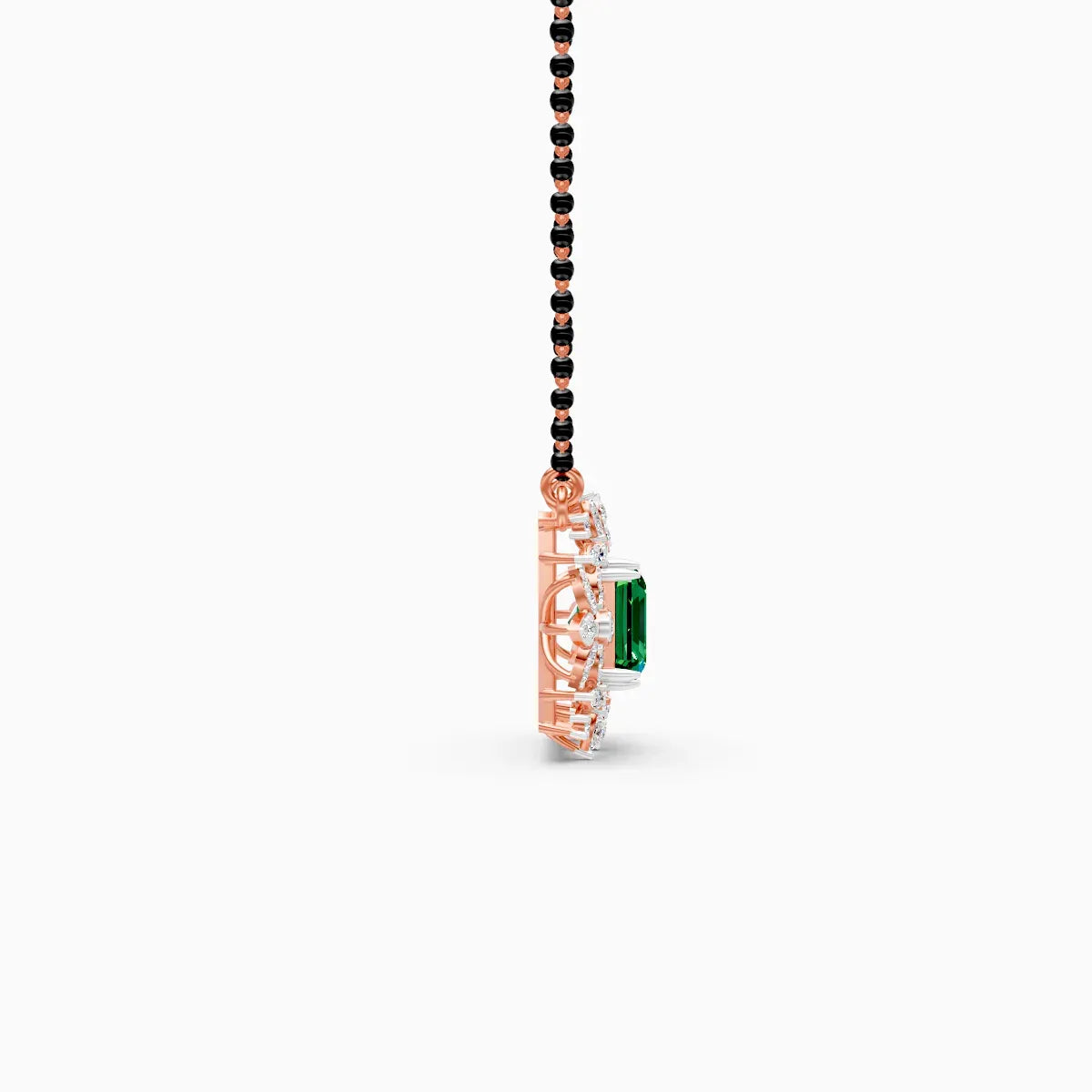 Emerald Floral Halo Pendant
