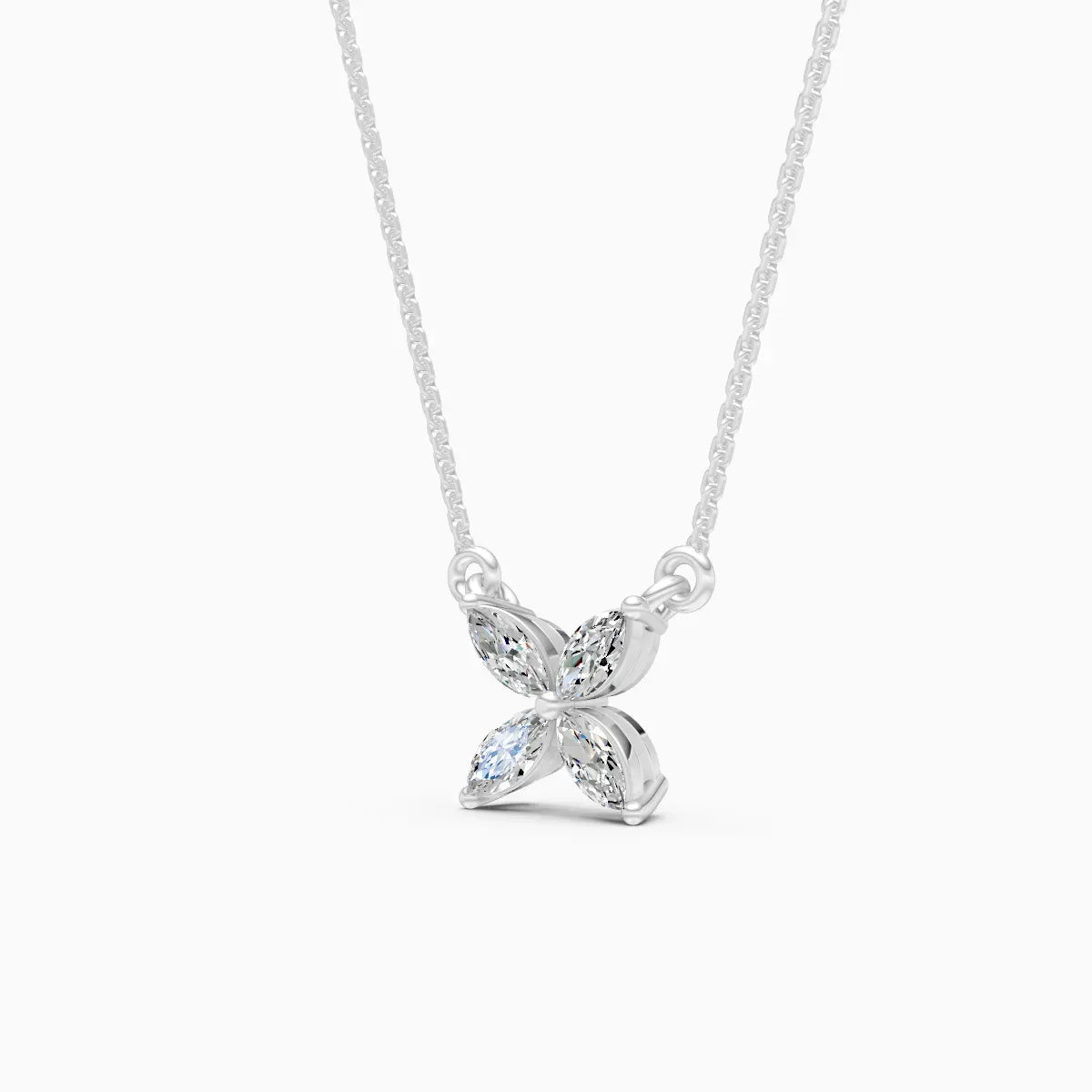 Dazzle Marquise Diamond Floral Charm Necklace
