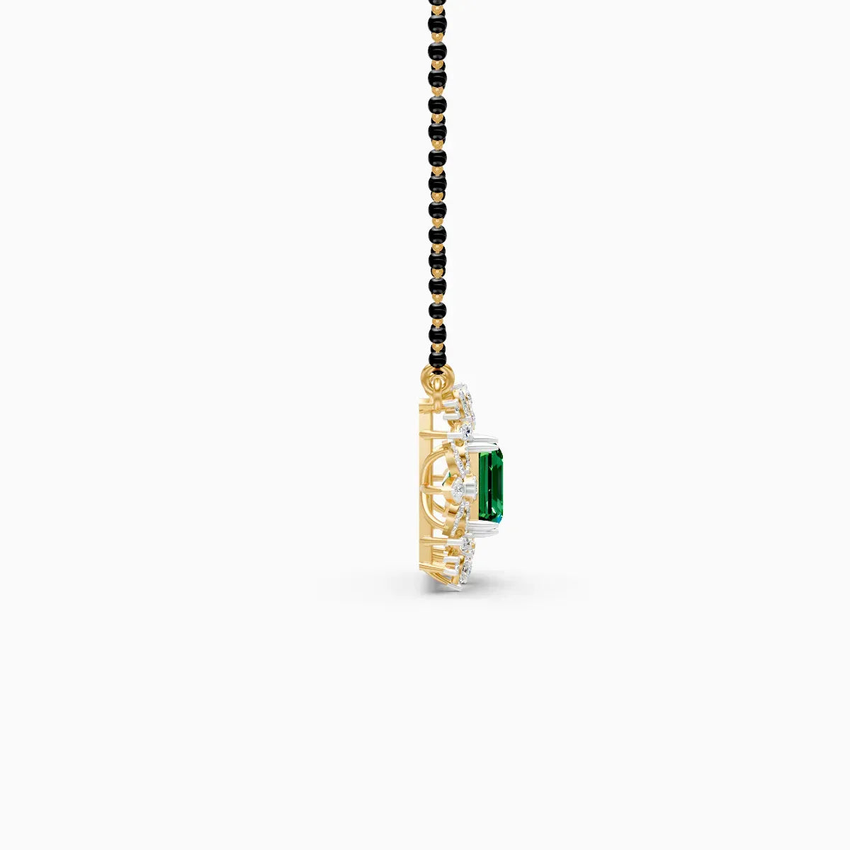 Emerald Floral Halo Pendant