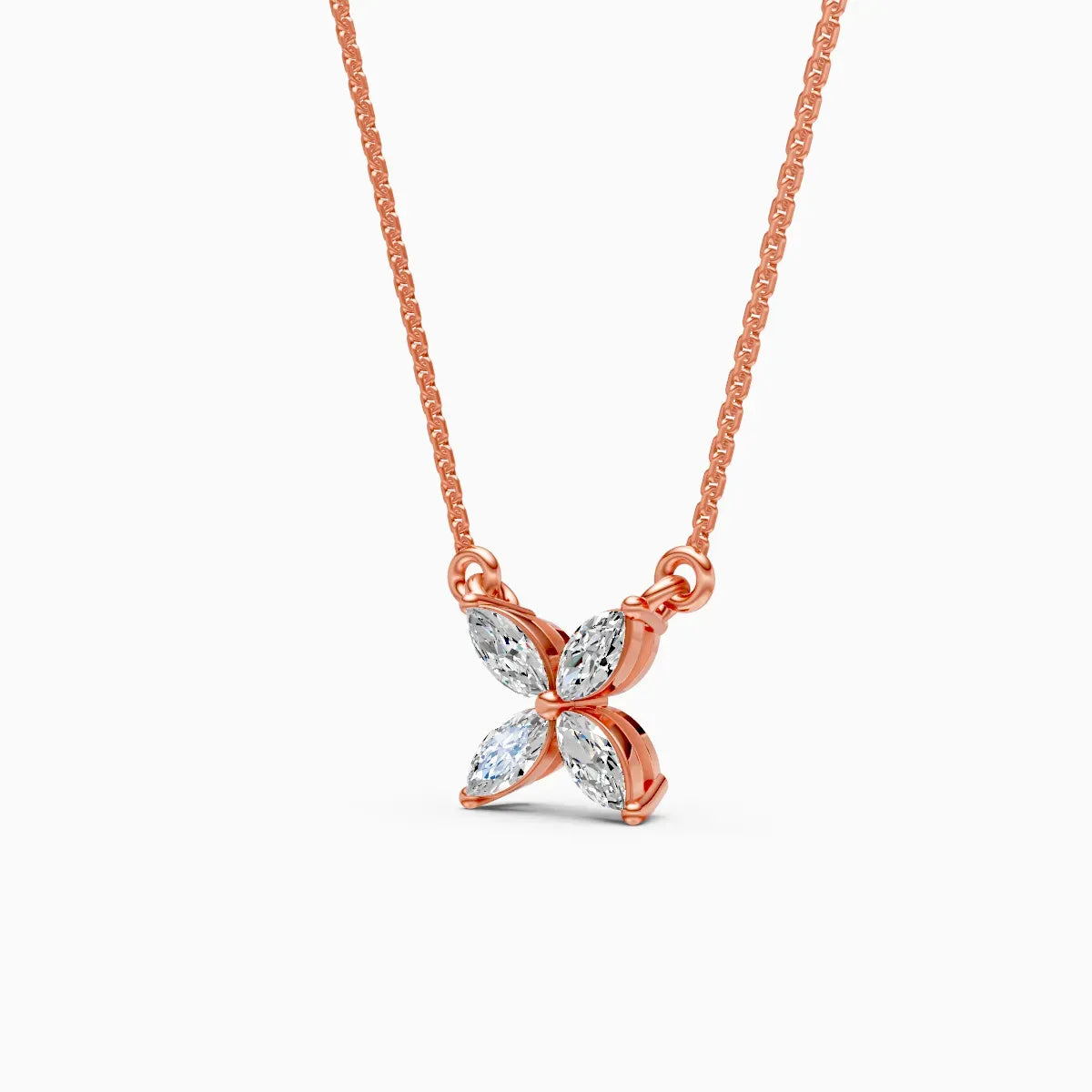 Dazzle Marquise Diamond Floral Charm Necklace