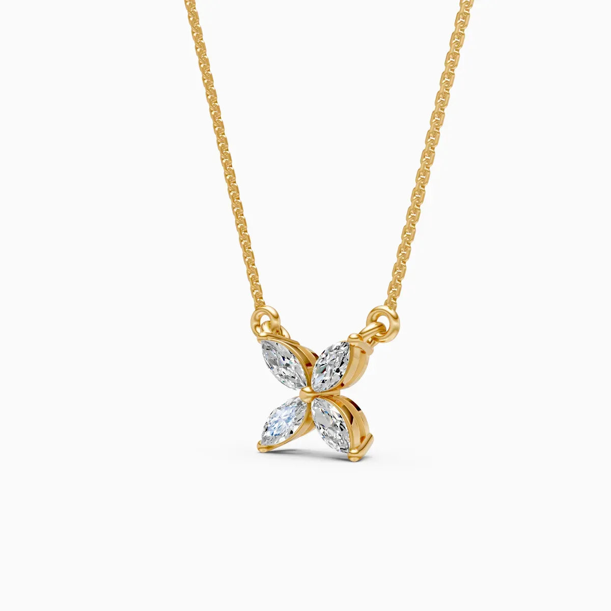 Dazzle Marquise Diamond Floral Charm Necklace