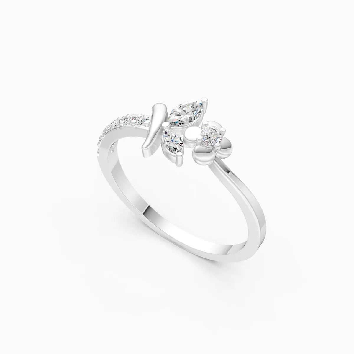 Floral Leaf Diamond Ring