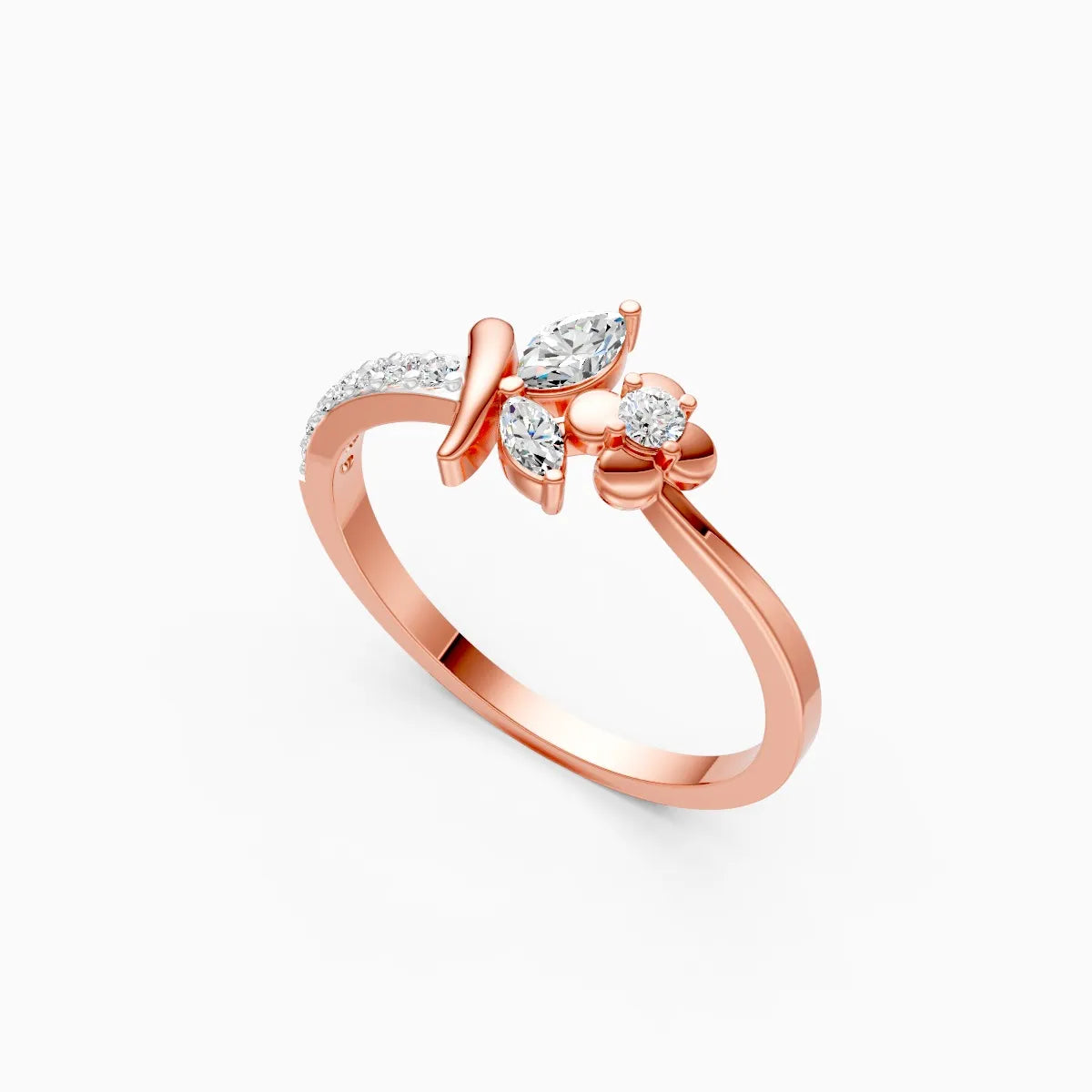 Floral Leaf Diamond Ring
