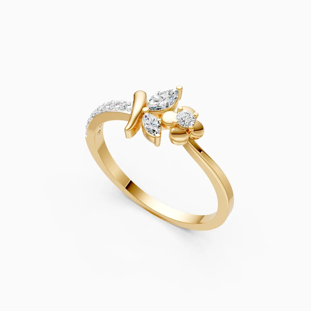 Floral Leaf Diamond Ring
