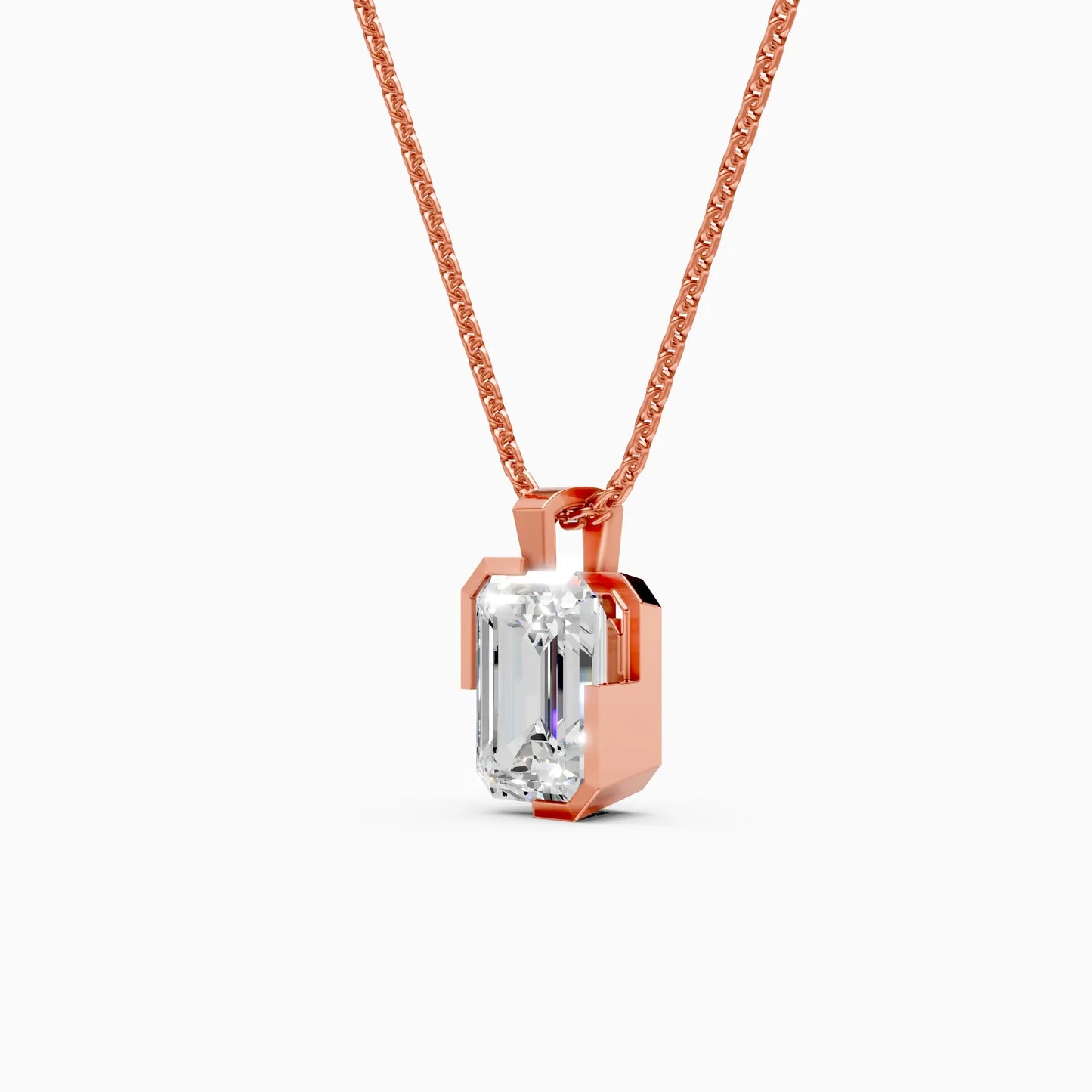Timeless Emerald Cut Solitaire Diamond Necklace