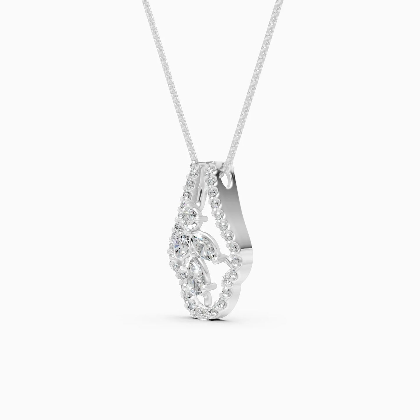 Designer Floral Lab Grown Diamond Pendant Necklace