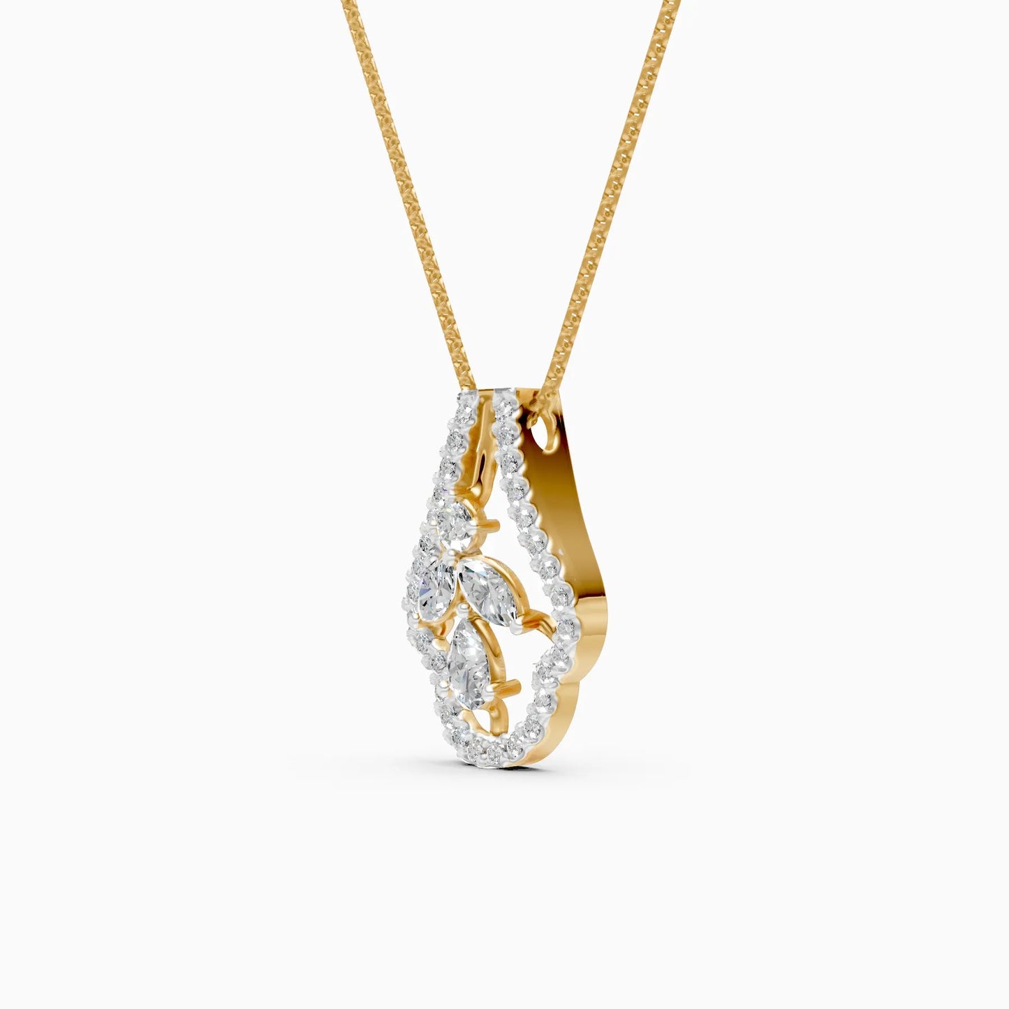 Designer Floral Lab Grown Diamond Pendant Necklace