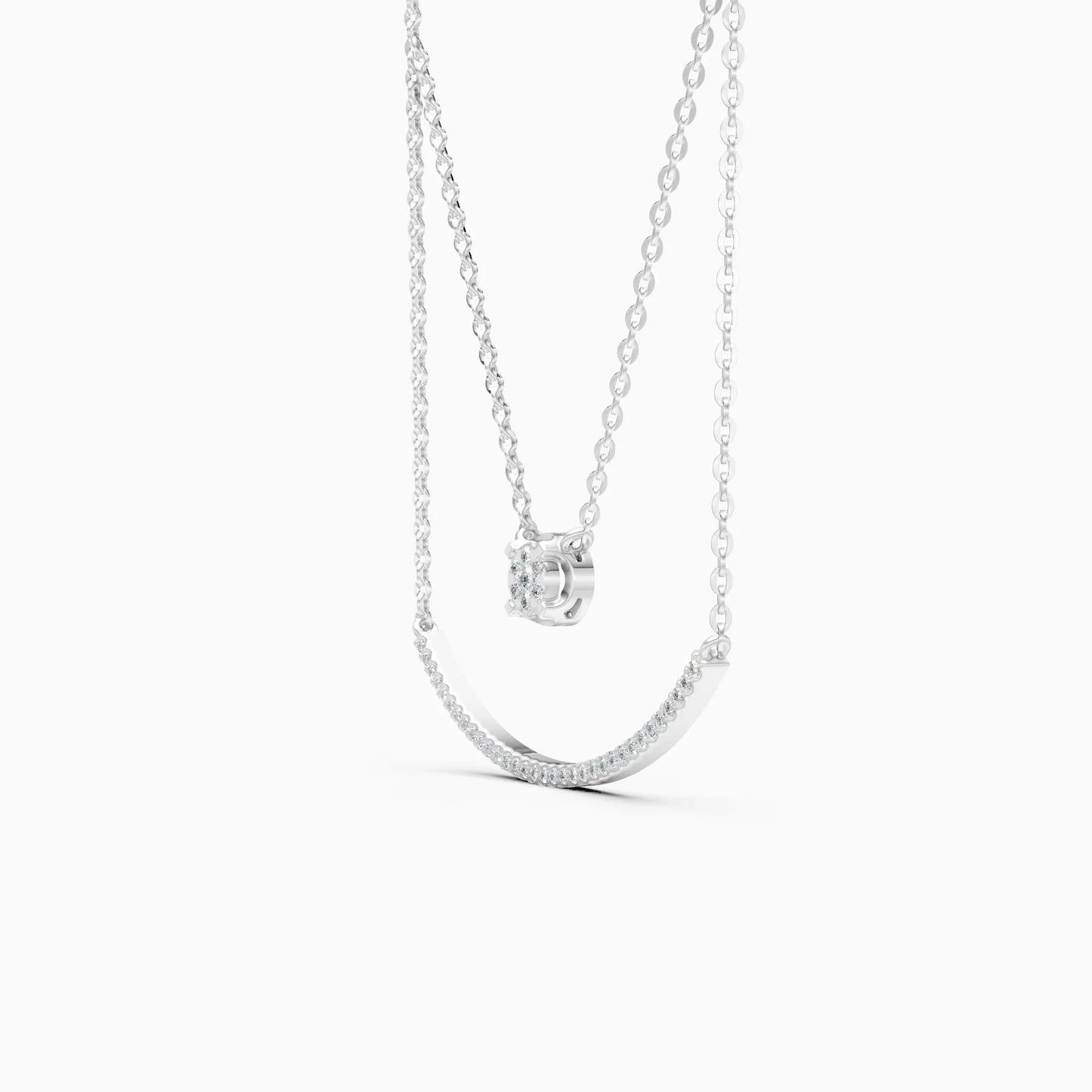 Modern Two Layer Lab Grown Diamond Necklace