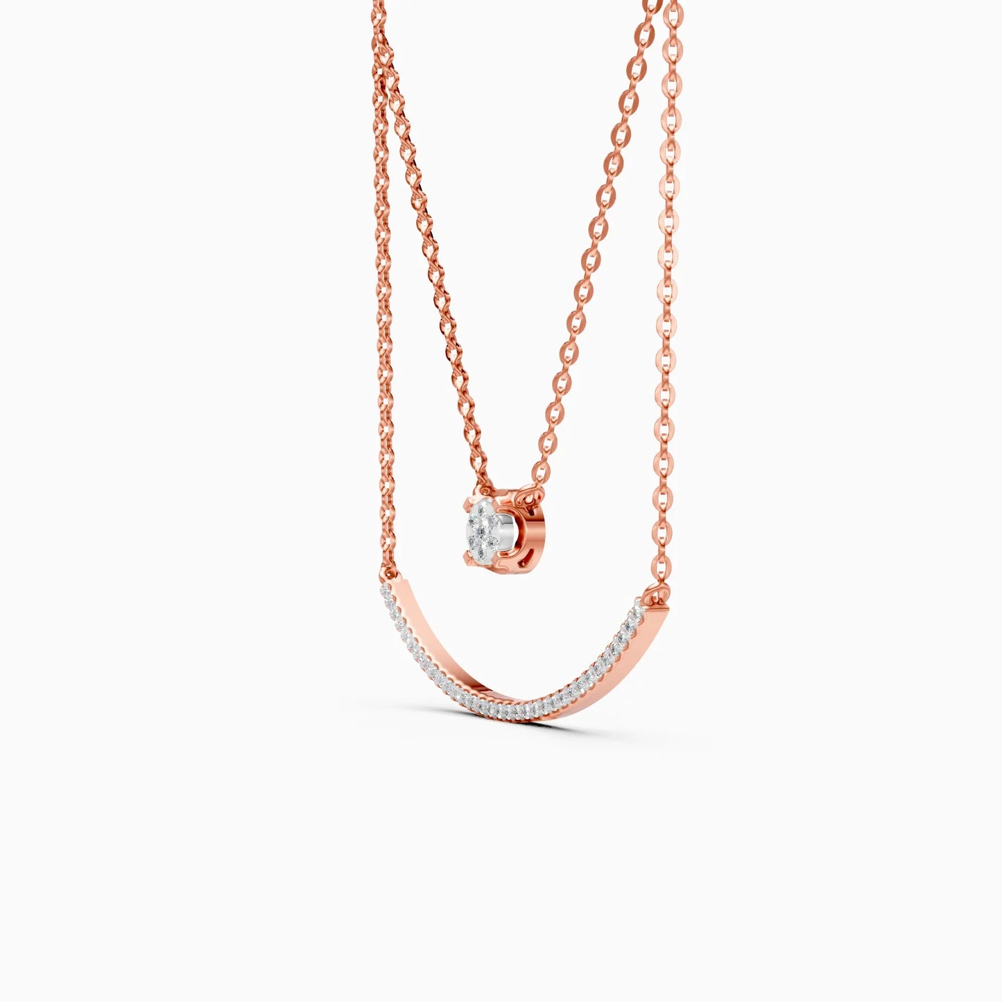 Modern Two Layer Lab Grown Diamond Necklace