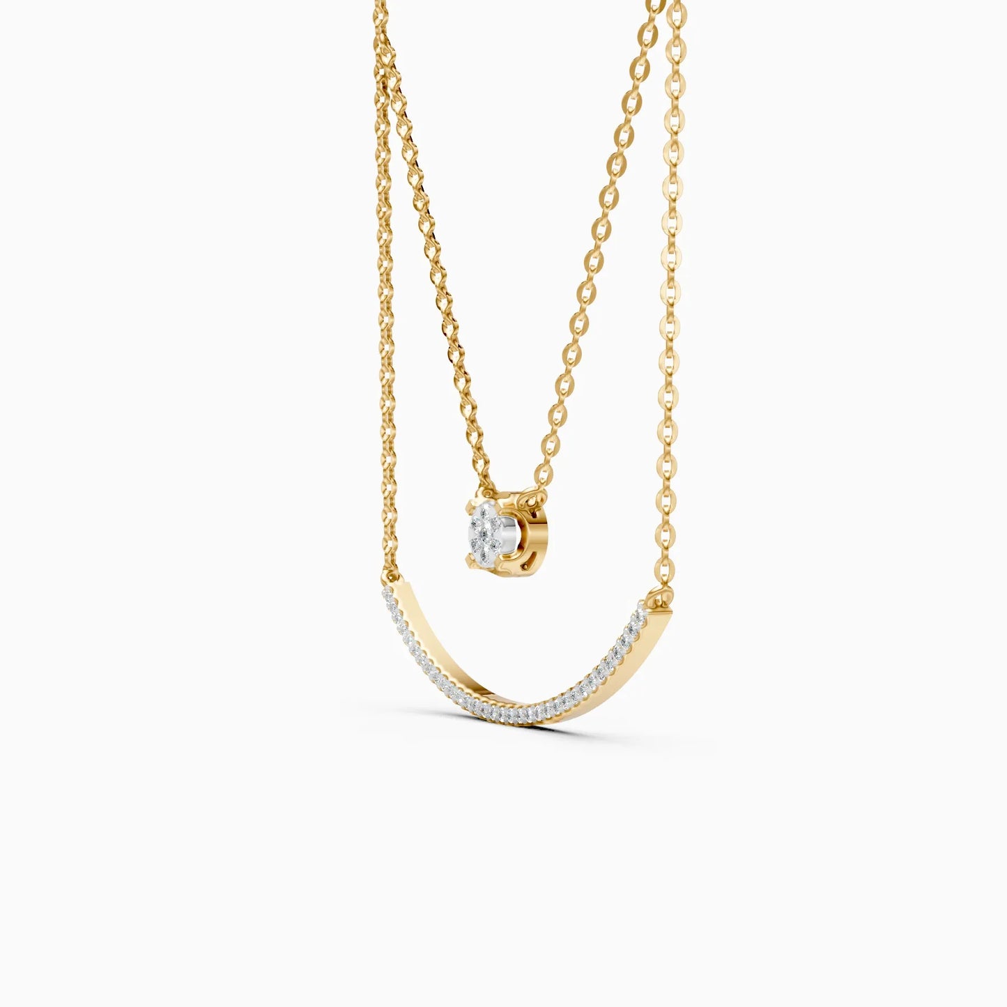 Modern Two Layer Lab Grown Diamond Necklace