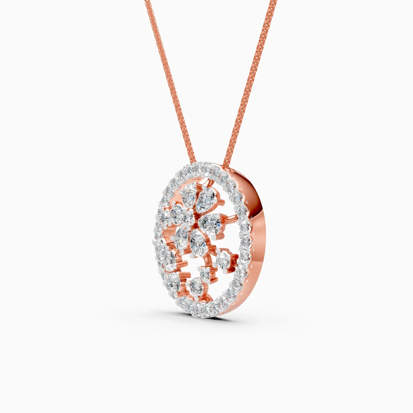 Lab Grown Diamond Floral Pendant Necklace