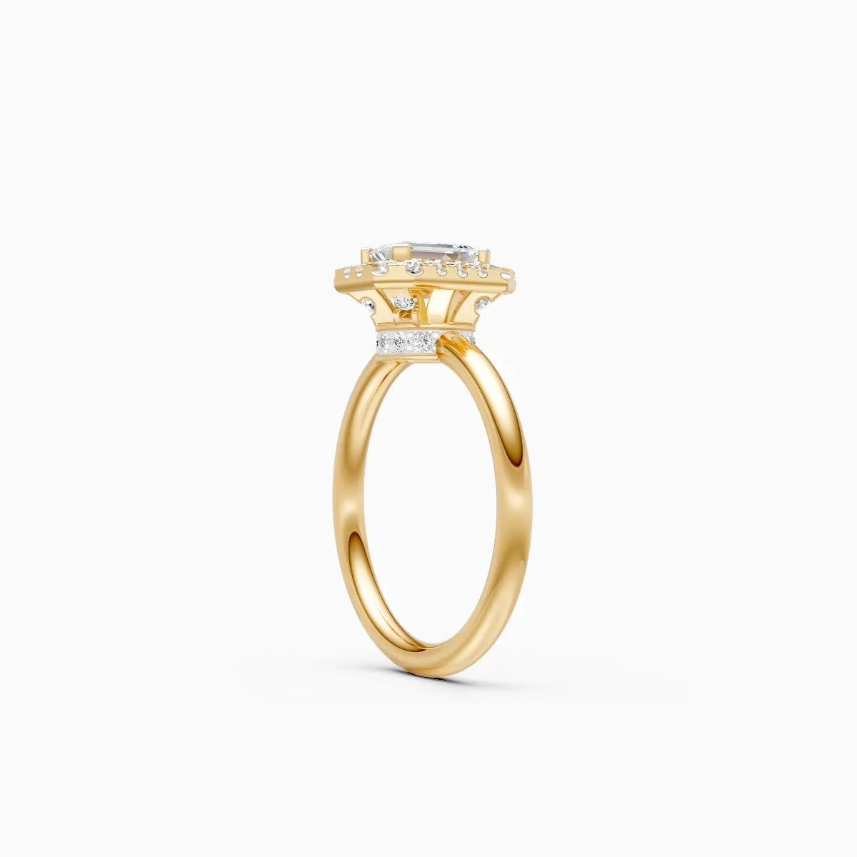 Emerald Cut Diamond Halo Engagement Ring