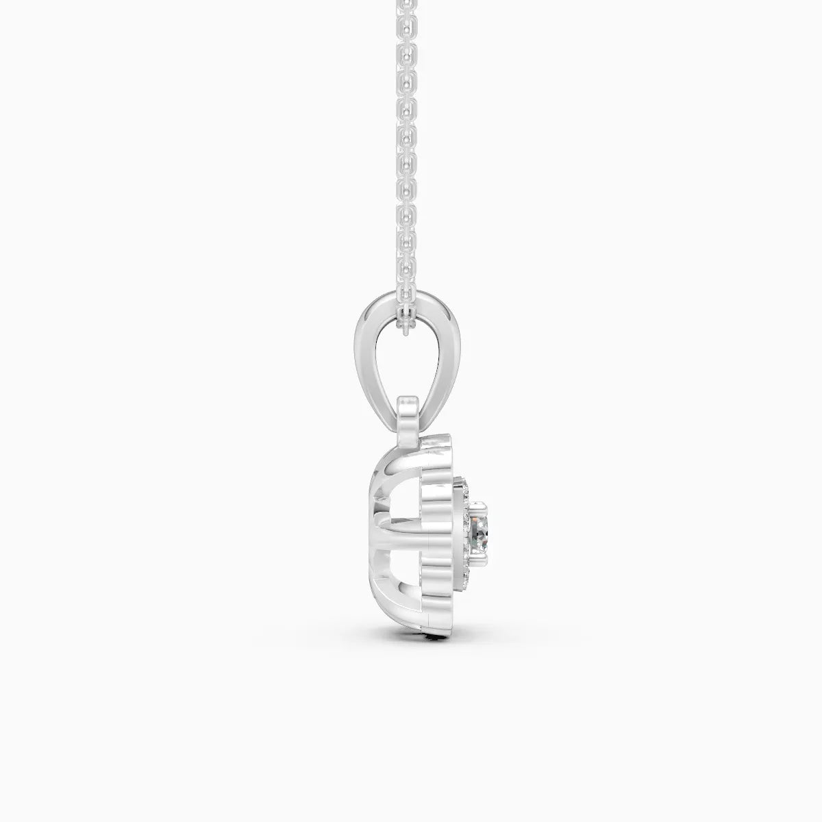 Square Shaped Double Halo Diamond Pendant