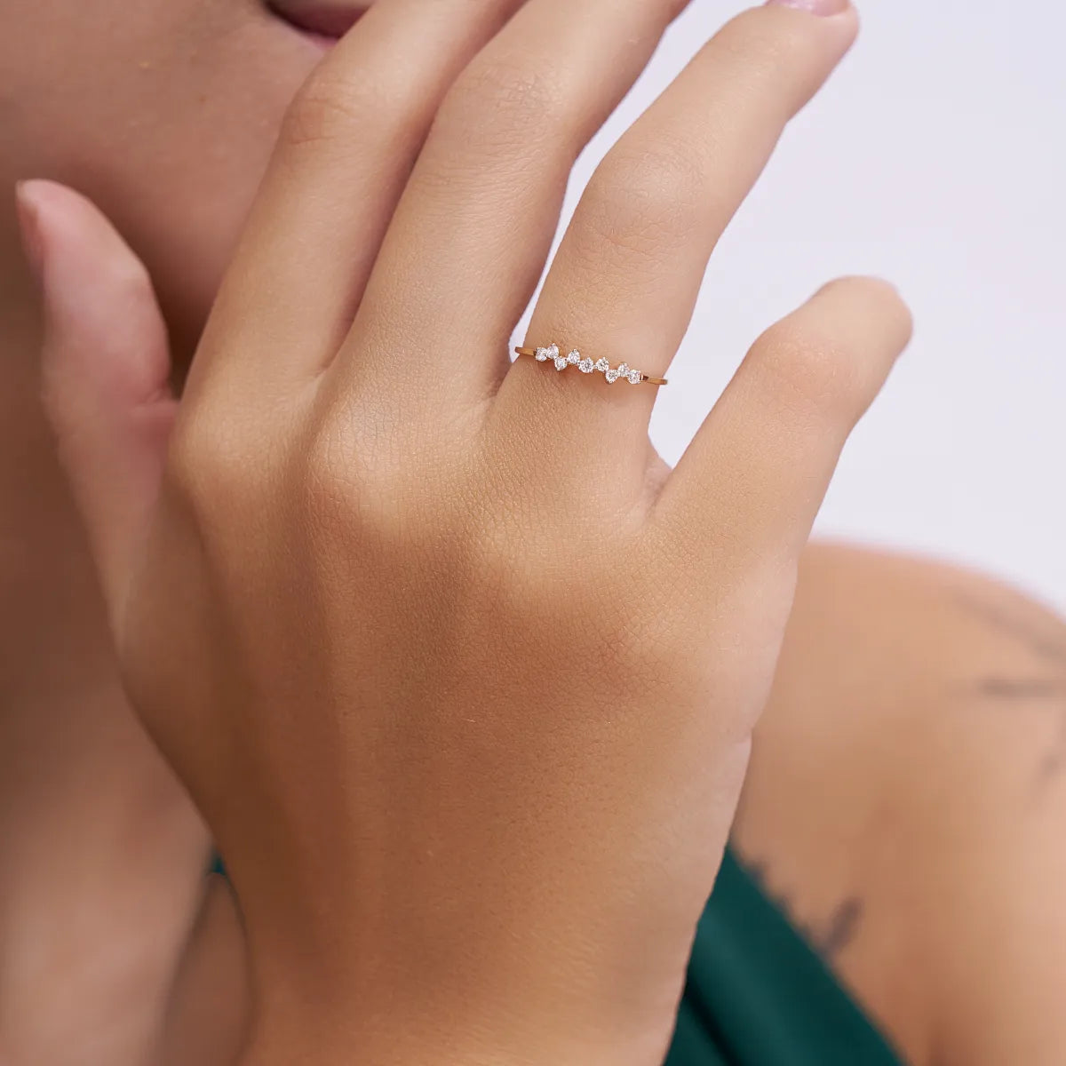 Scattered Cluster Diamond Band Ring