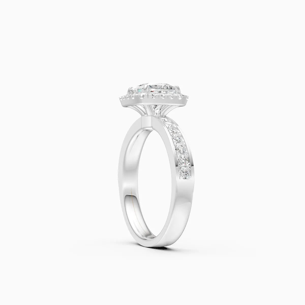 Classic Halo Square Diamond Engagement Ring