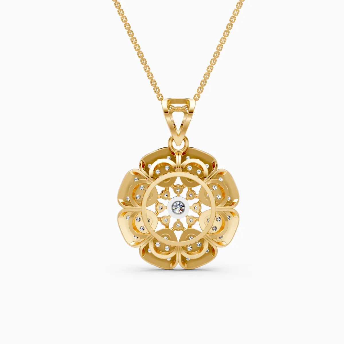 Round Floral Lab Grown Diamond Pendant