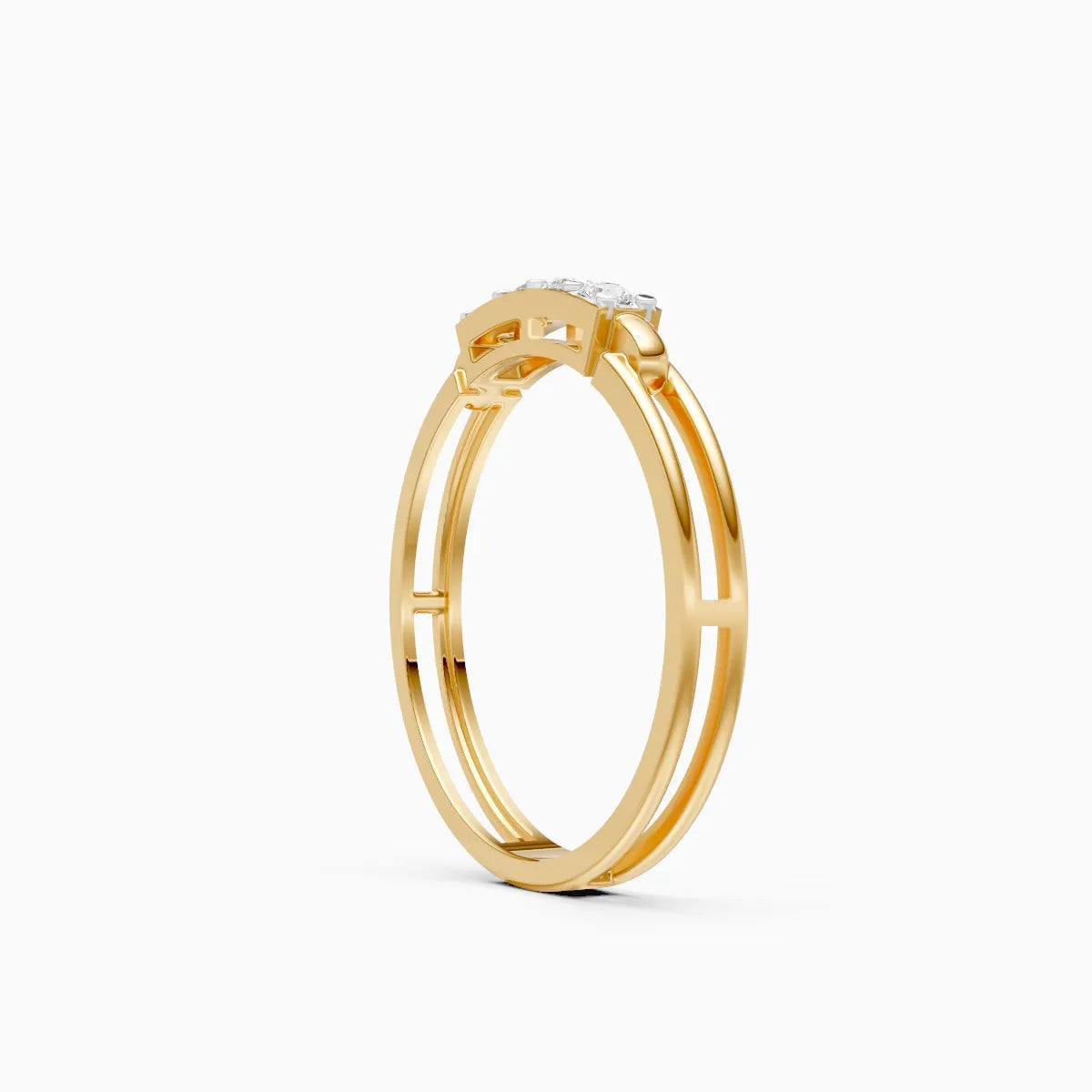Geometric Split Shank Diamond Ring