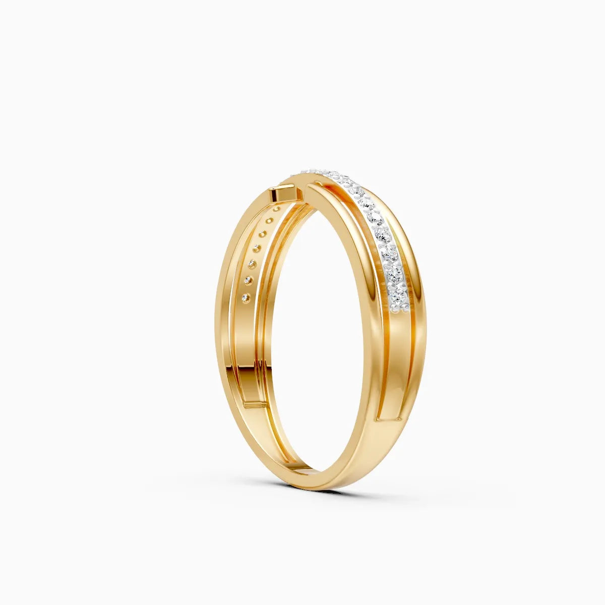 Geometric Split Band Diamond Ring