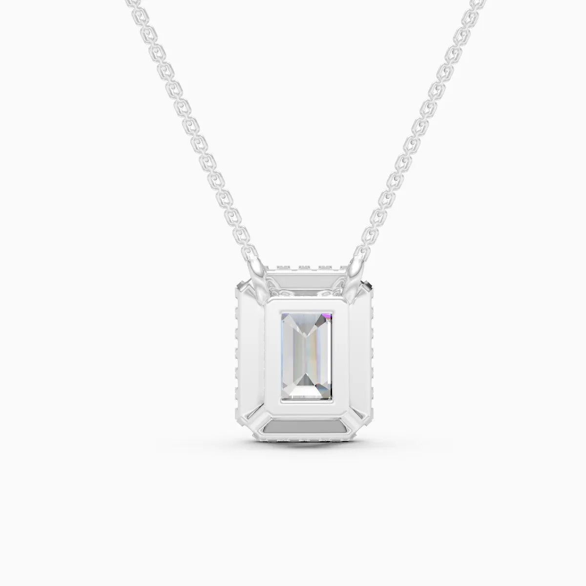 Emerald Halo Solitaire Lab Diamond Pendant