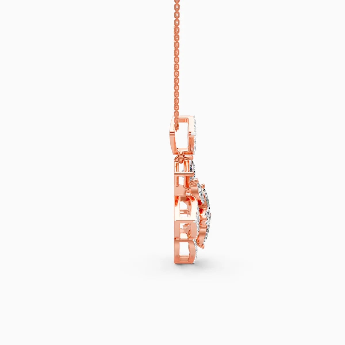 Trendy Marquise Petal And Rounded Bloom Diamond Pendant