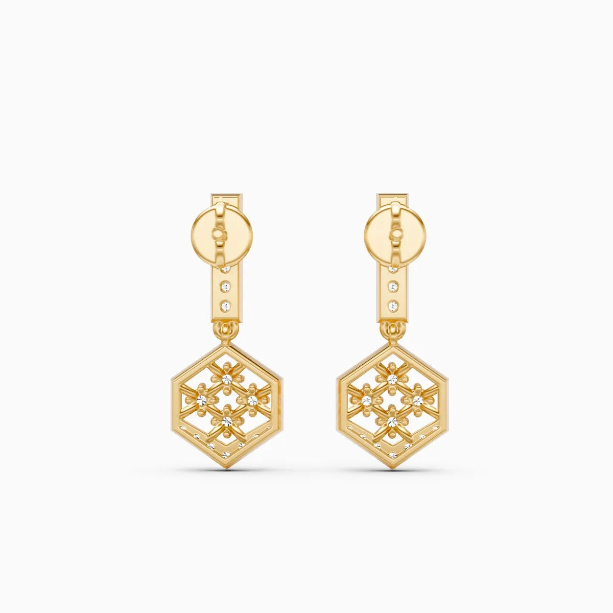 GeoGlint Hexagon Structured Shine Earrings
