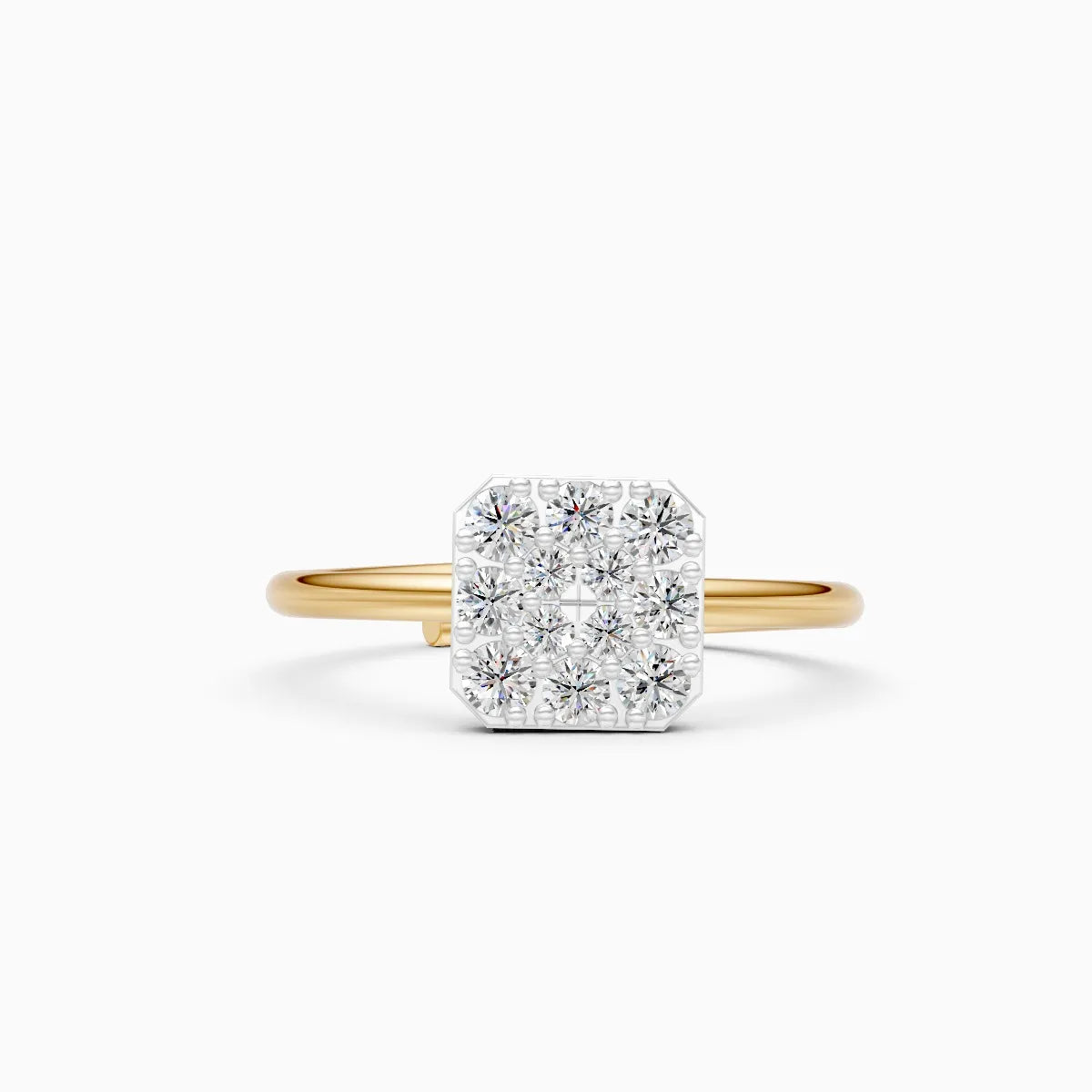 Sleek Rhodium Square Diamond Ring