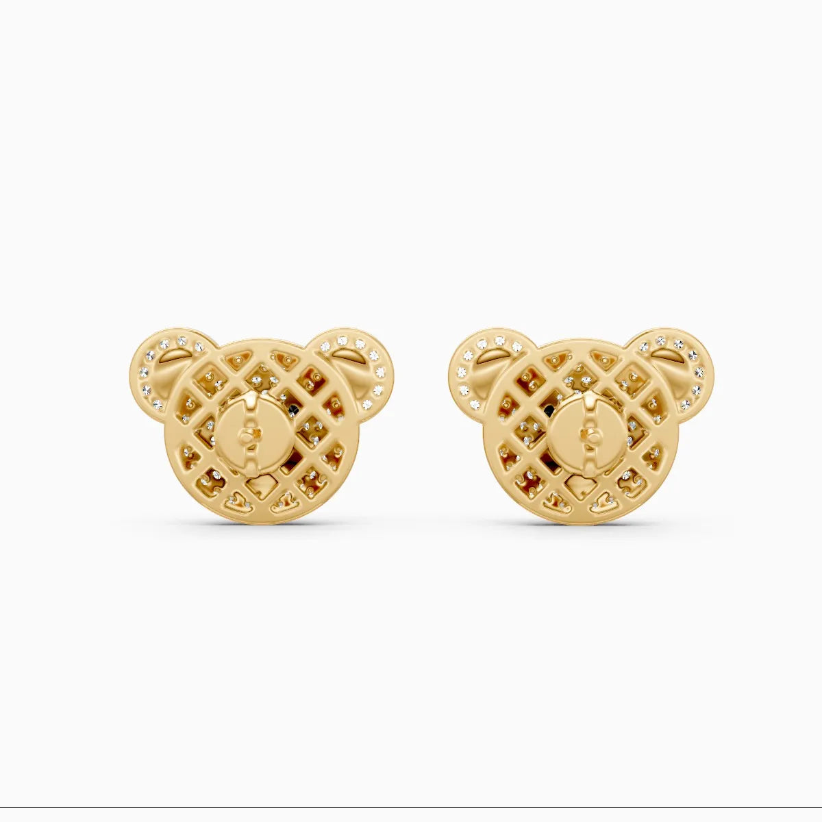 Adorable Teddy Face Diamond Stud Earrings
