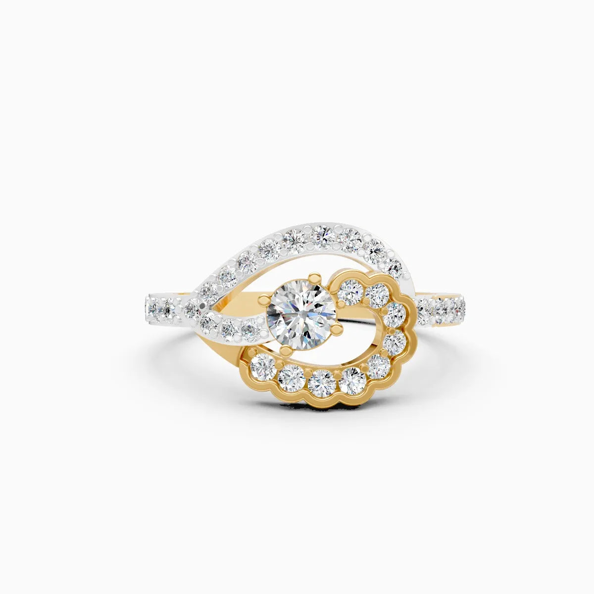 Dual Tone Swirl Lab Grown Diamond Ring