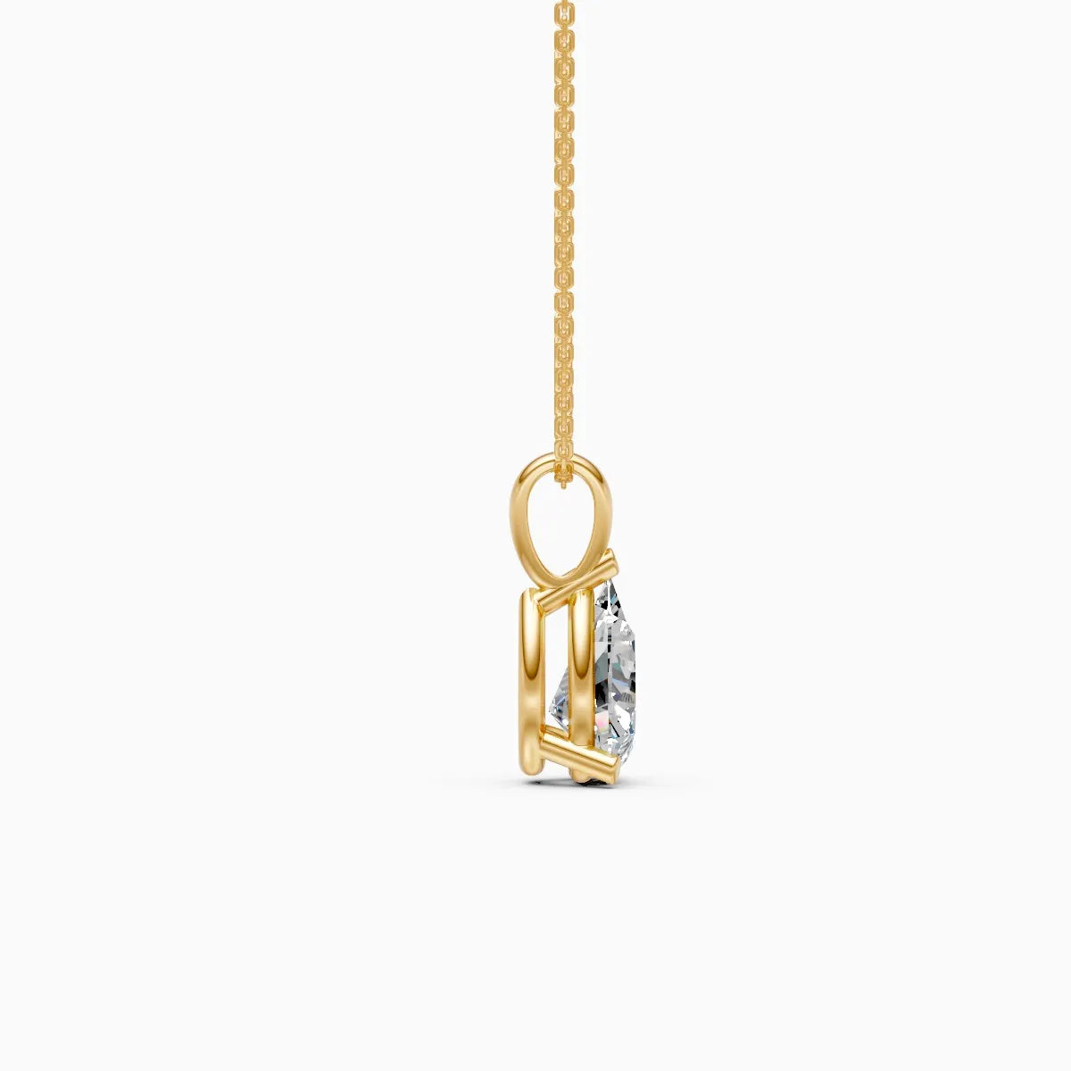 Pear solitaire Lab Grown Diamond Pendant With Chain