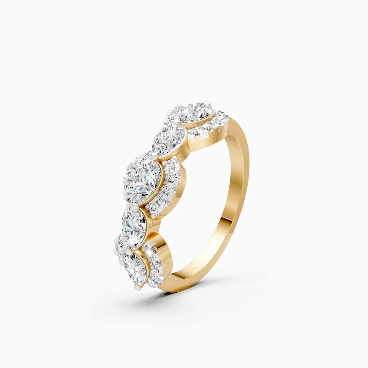 Luminous Pear & Round Halo Bloom Ring