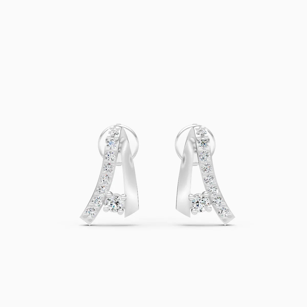 Curved Diamond Stud Earrings