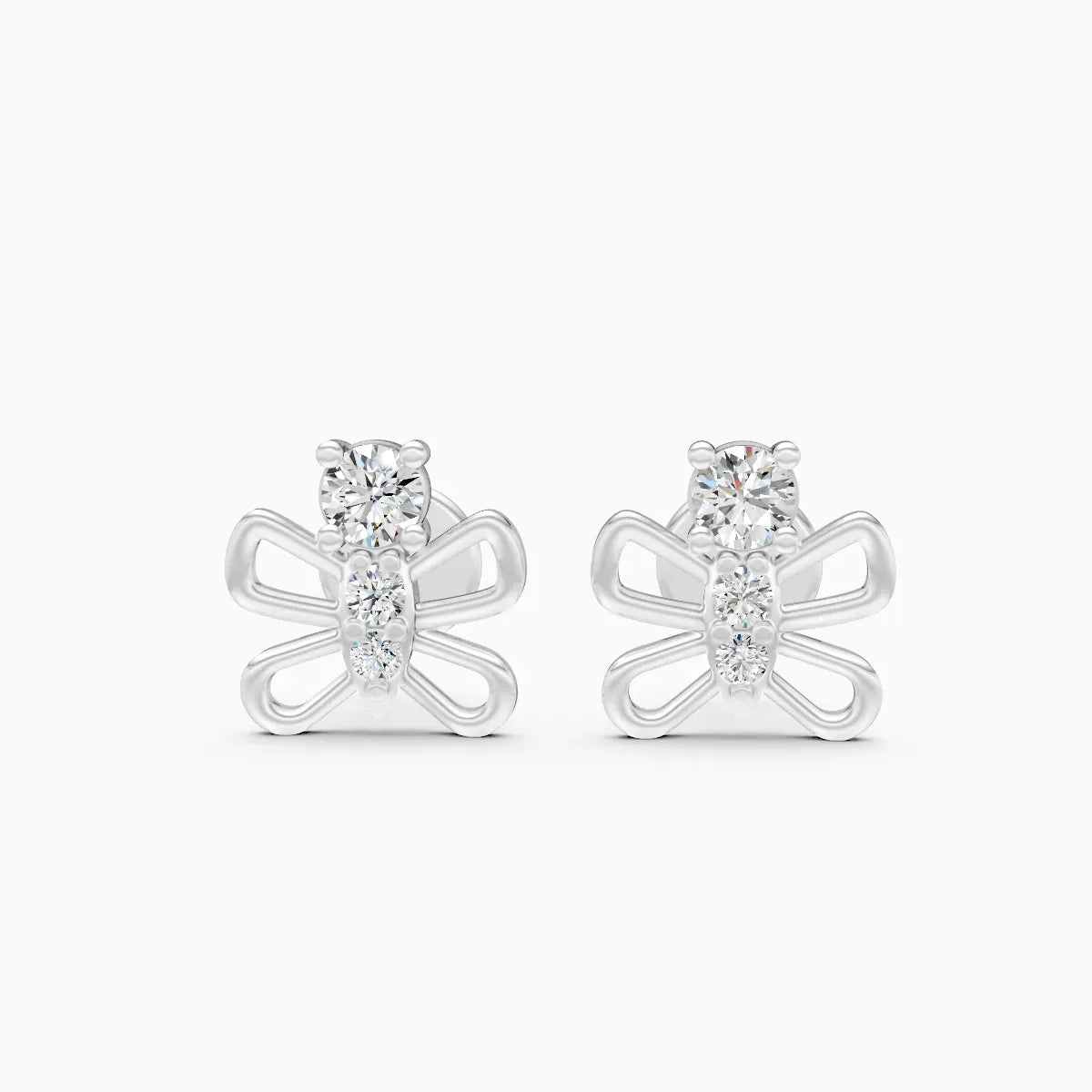 Round Butterfly Stud Earrings
