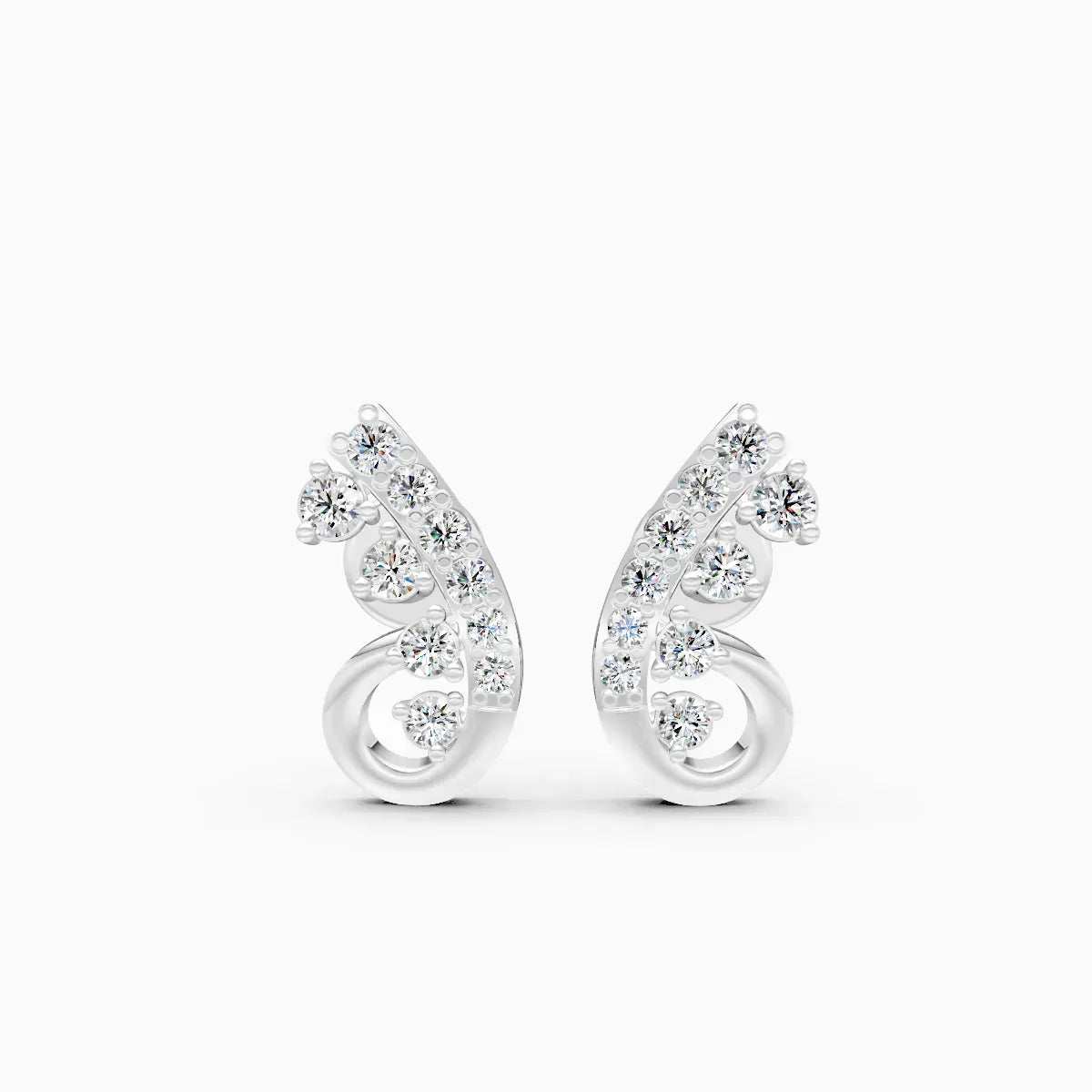 Dual-Tone Butterfly Wing Cascade Diamond Stud Earrings