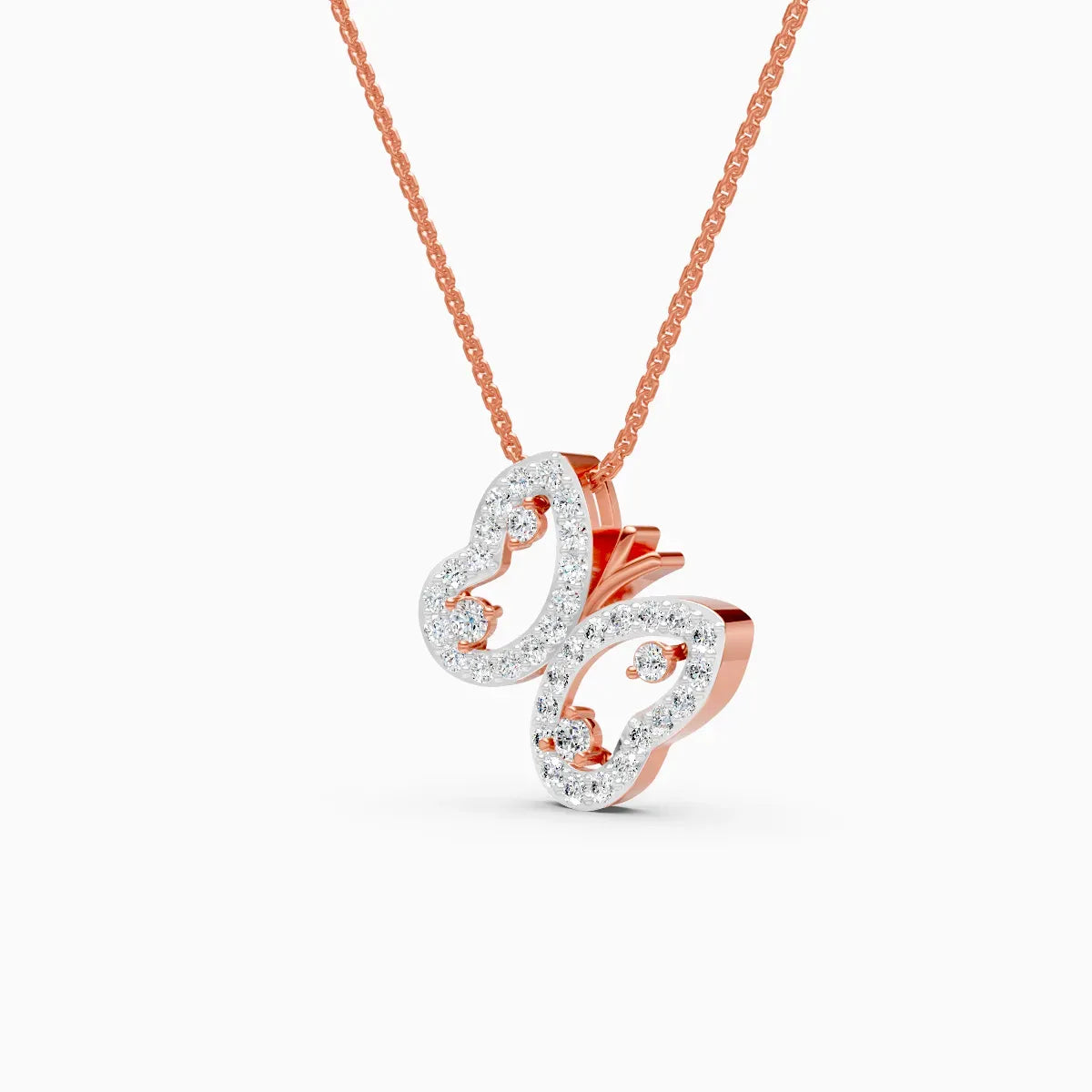 Butterfly Shaped Round Cut  Lab Grown Diamond Necklace