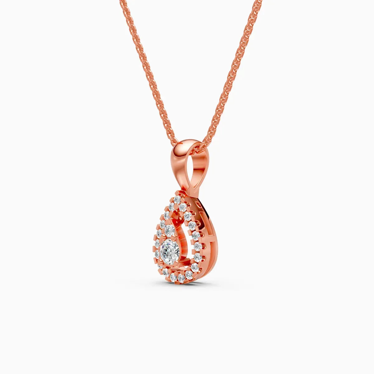 Pear Shape Halo Lab Grown Diamond Pendant