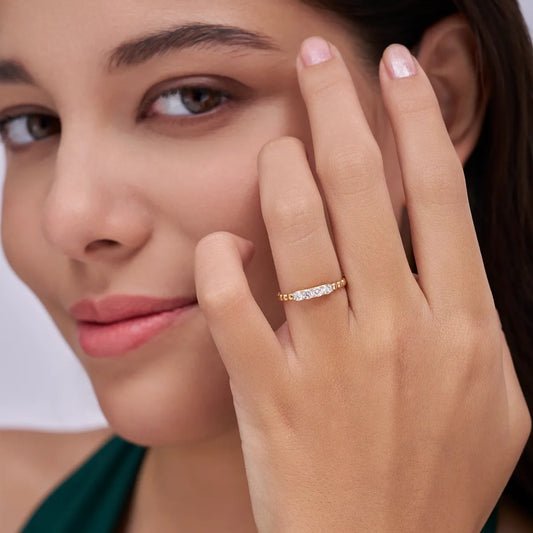 Beaded Bar Diamond Ring