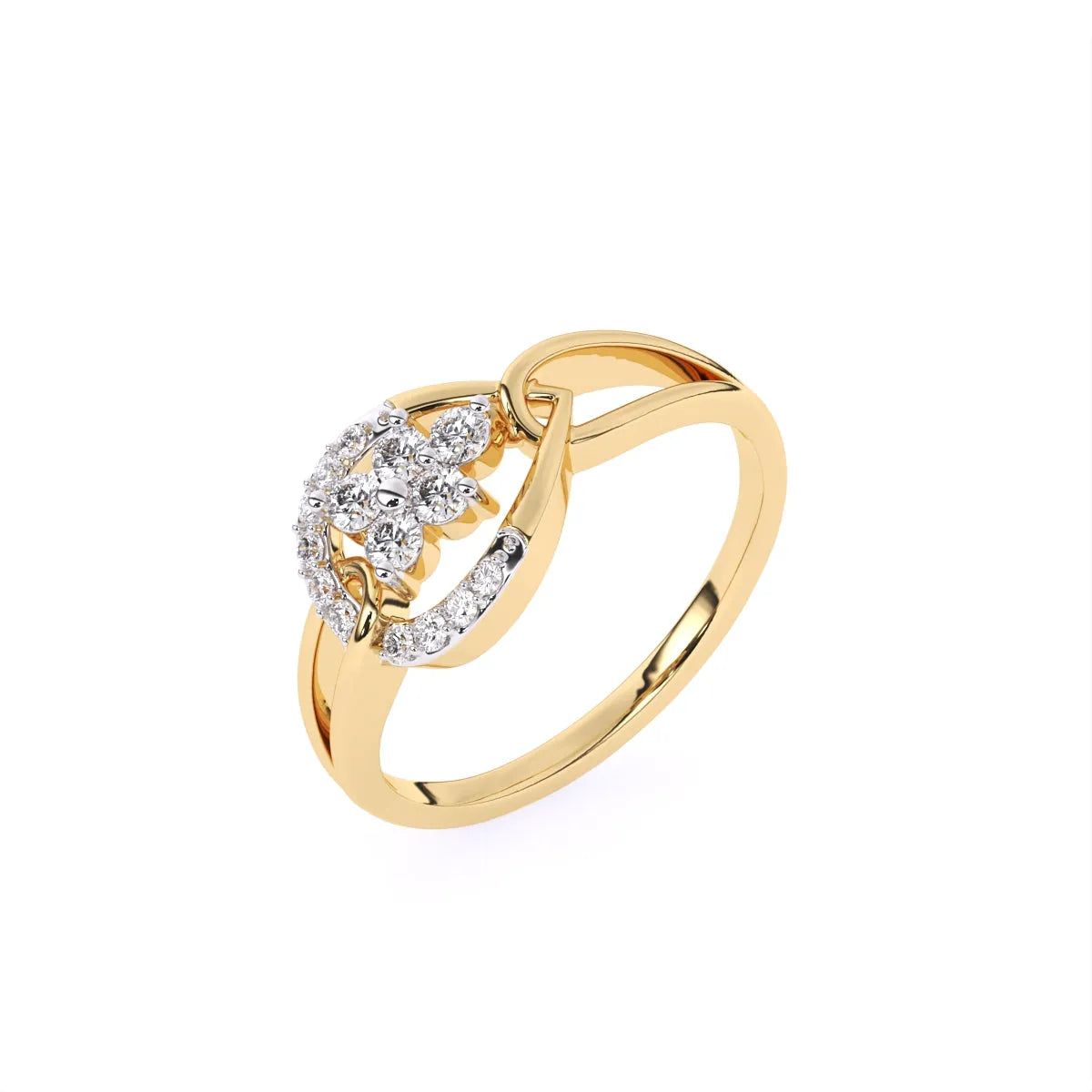 Unique Pear Shape Style 14K Gold Diamond Ring